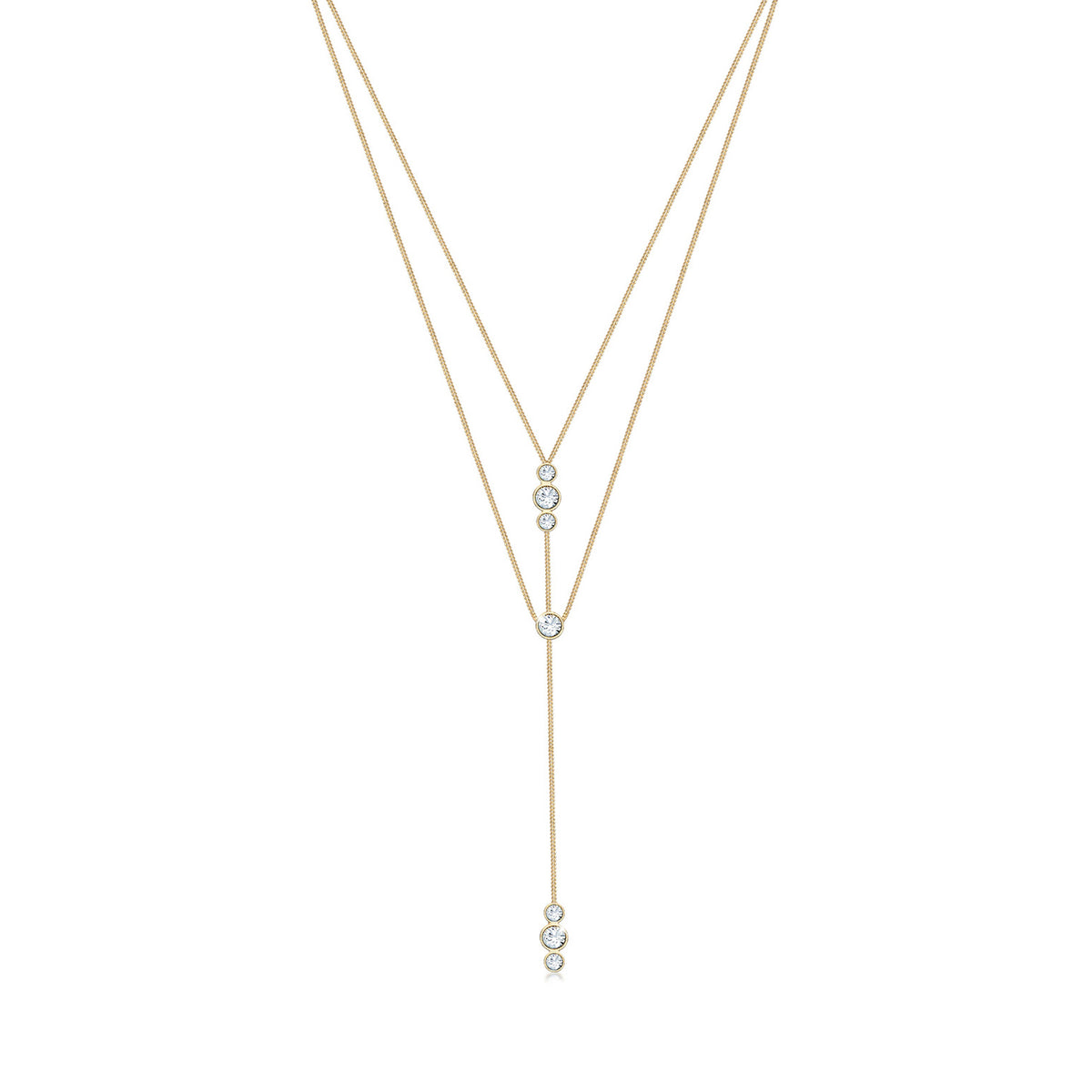 Gold - Elli | Layer-Halskette | Mit Kristallen von Swarovski® (Weiß) | 925 Sterling Silber vergoldet
