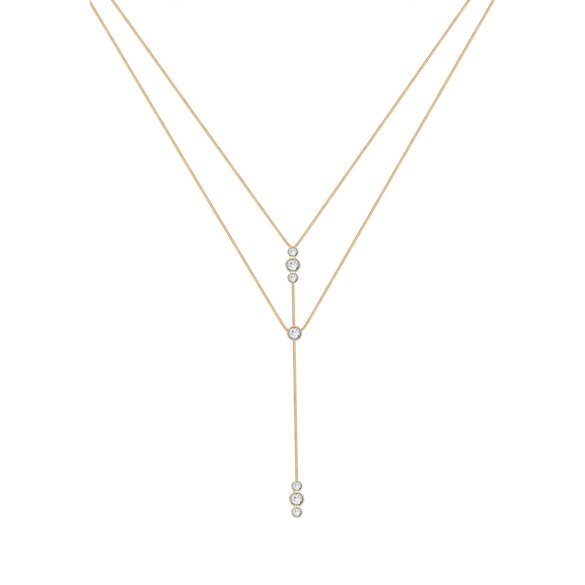 Gold - Elli | Layer-Halskette | Mit Kristallen von Swarovski® (Weiß) | 925 Sterling Silber vergoldet