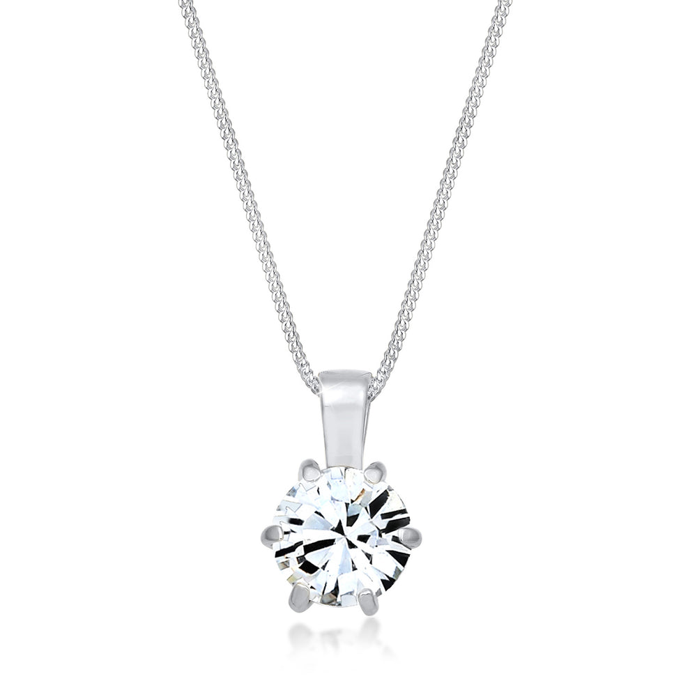 Halskette Solitär Anhänger | Mit Kristallen von Swarovski® (Weiß)
