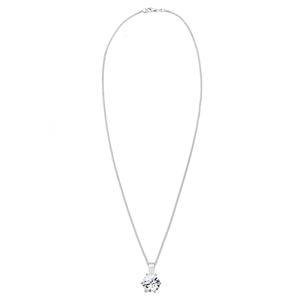 Silber - Elli | Halskette Solitär Anhänger | Mit Kristallen von Swarovski® (Weiß) | 925er Sterling Silber