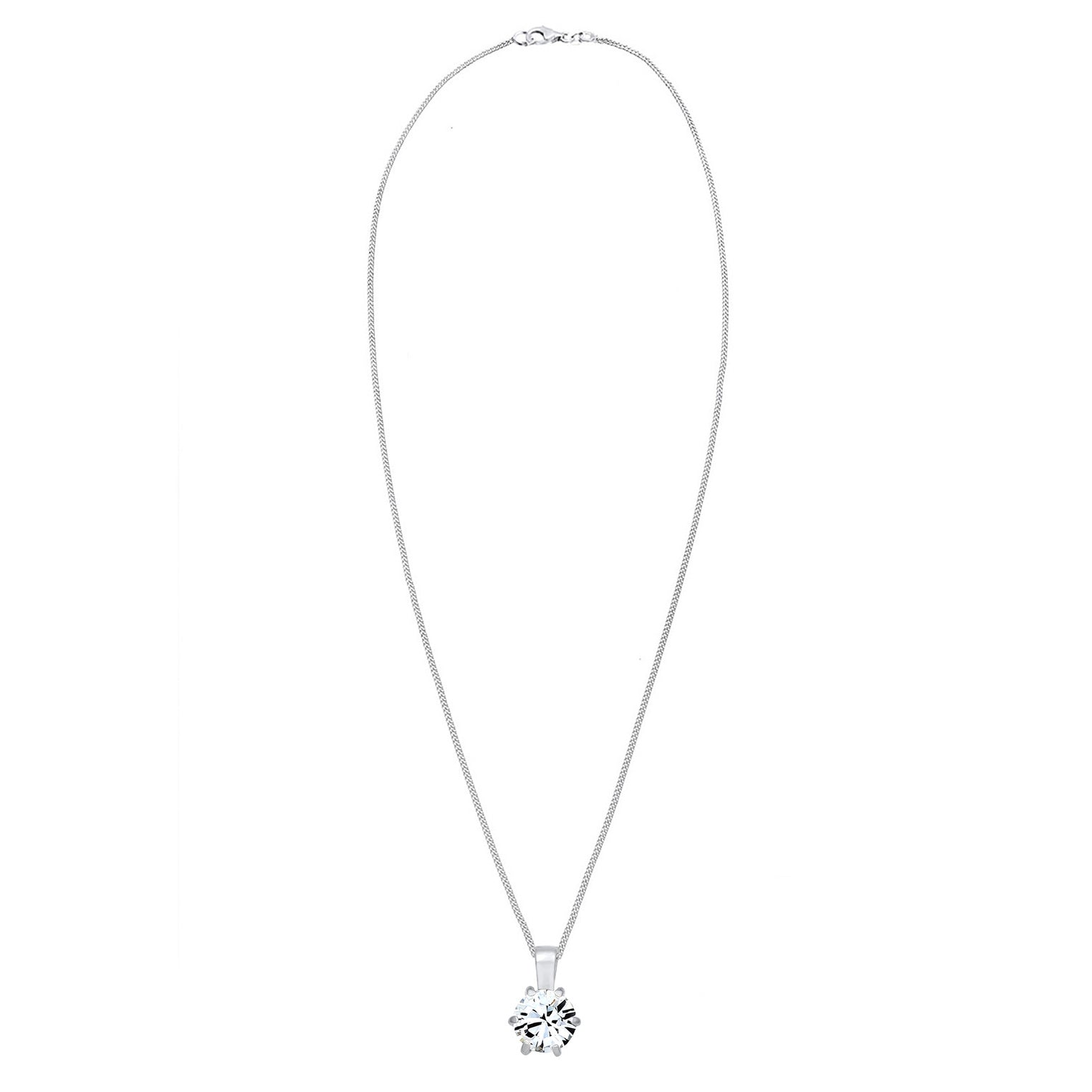 Silber - Elli | Halskette Solitär Anhänger | Mit Kristallen von Swarovski® (Weiß) | 925er Sterling Silber