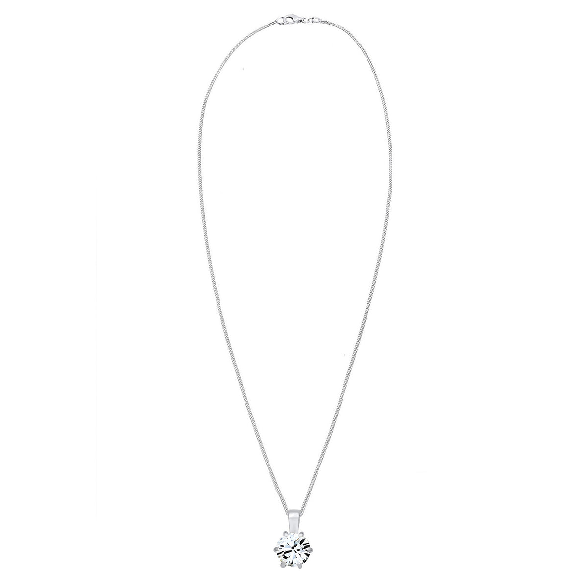 Silber - Elli | Halskette Solitär Anhänger | Mit Kristallen von Swarovski® (Weiß) | 925er Sterling Silber