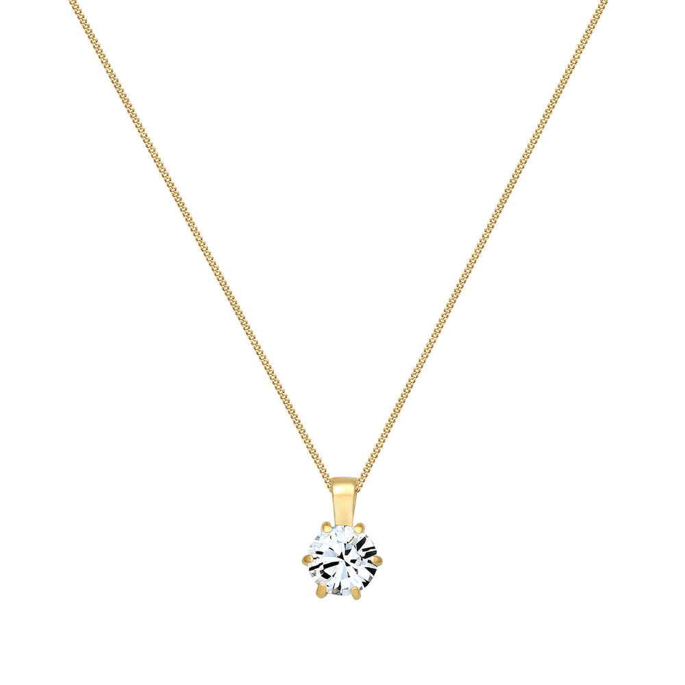 Halskette Solitär Anhänger | Mit Kristallen von Swarovski® (Weiß)