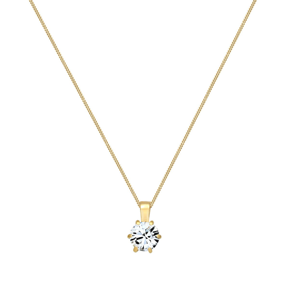 Gold - Elli | Halskette Solitär Anhänger | Mit Kristallen von Swarovski® (Weiß) | 925er Sterling Silber vergoldet