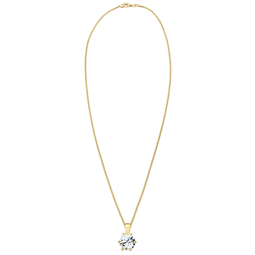 Halskette Solitär Anhänger | Mit Kristallen von Swarovski® (Weiß)
