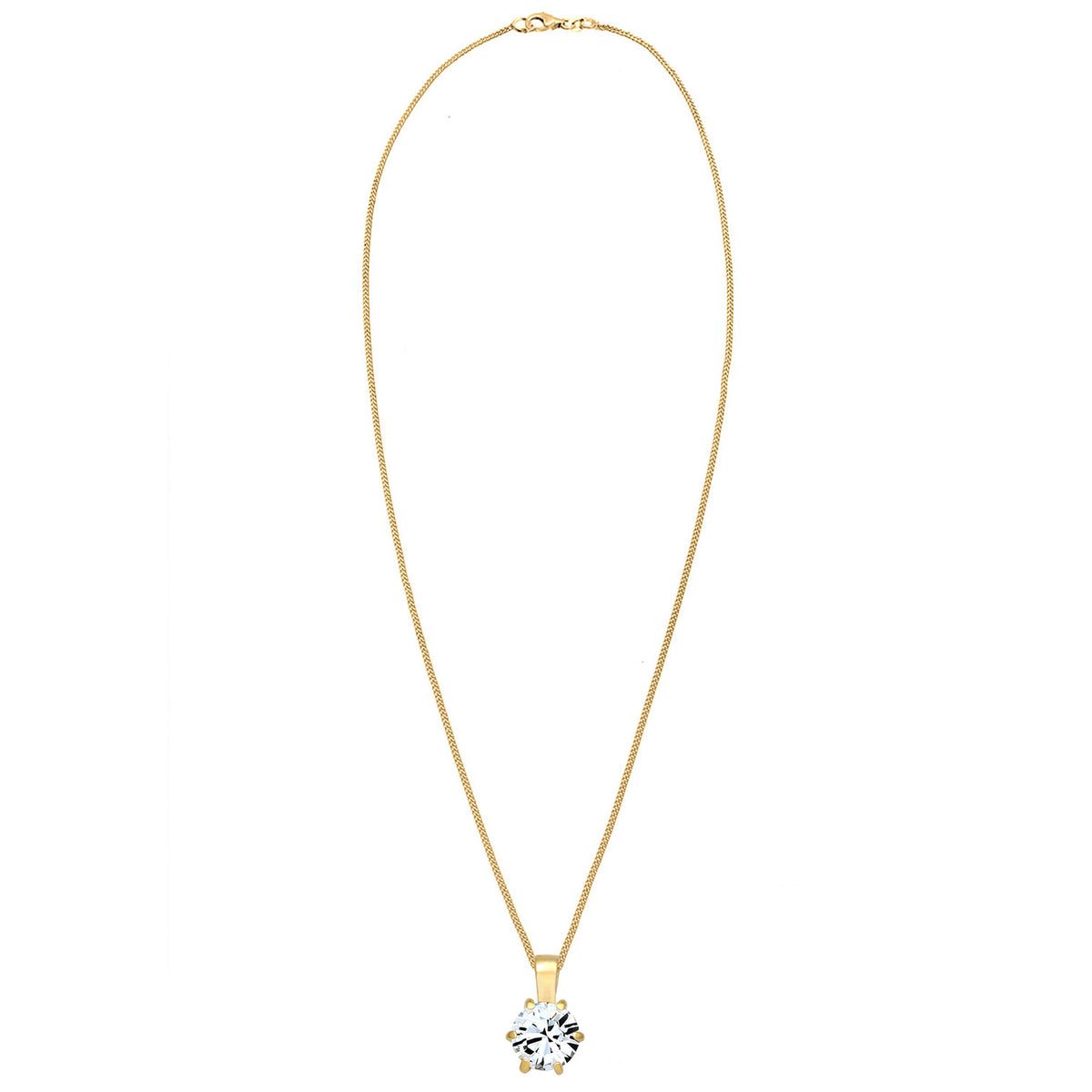 Gold - Elli | Halskette Solitär Anhänger | Mit Kristallen von Swarovski® (Weiß) | 925er Sterling Silber vergoldet