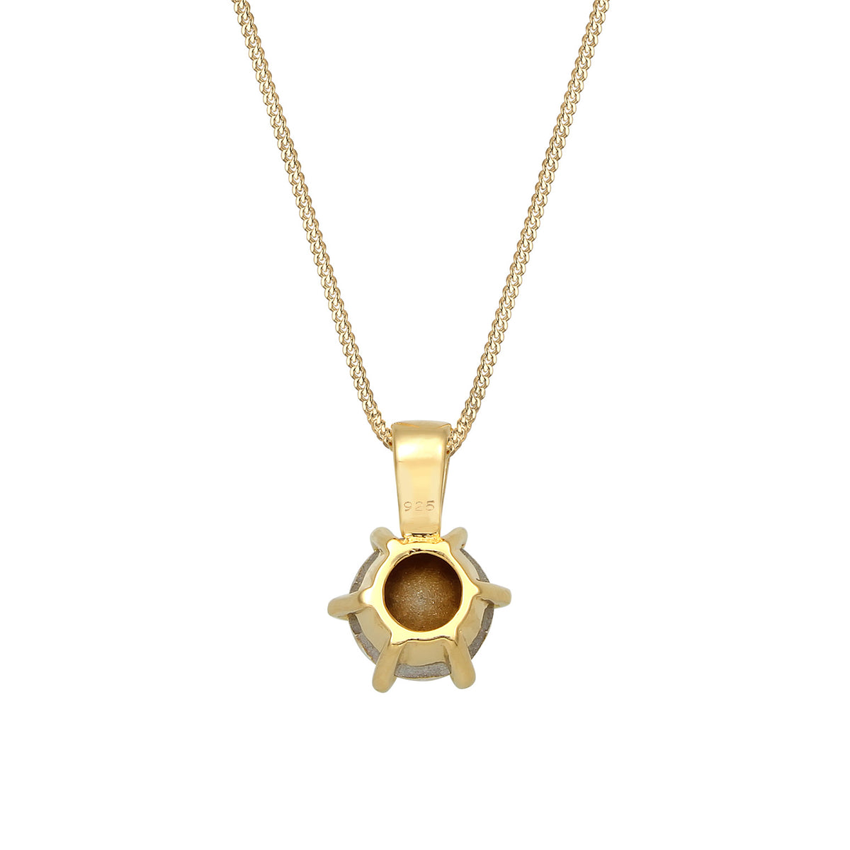 Gold - Elli | Halskette Solitär Anhänger | Mit Kristallen von Swarovski® (Weiß) | 925er Sterling Silber vergoldet
