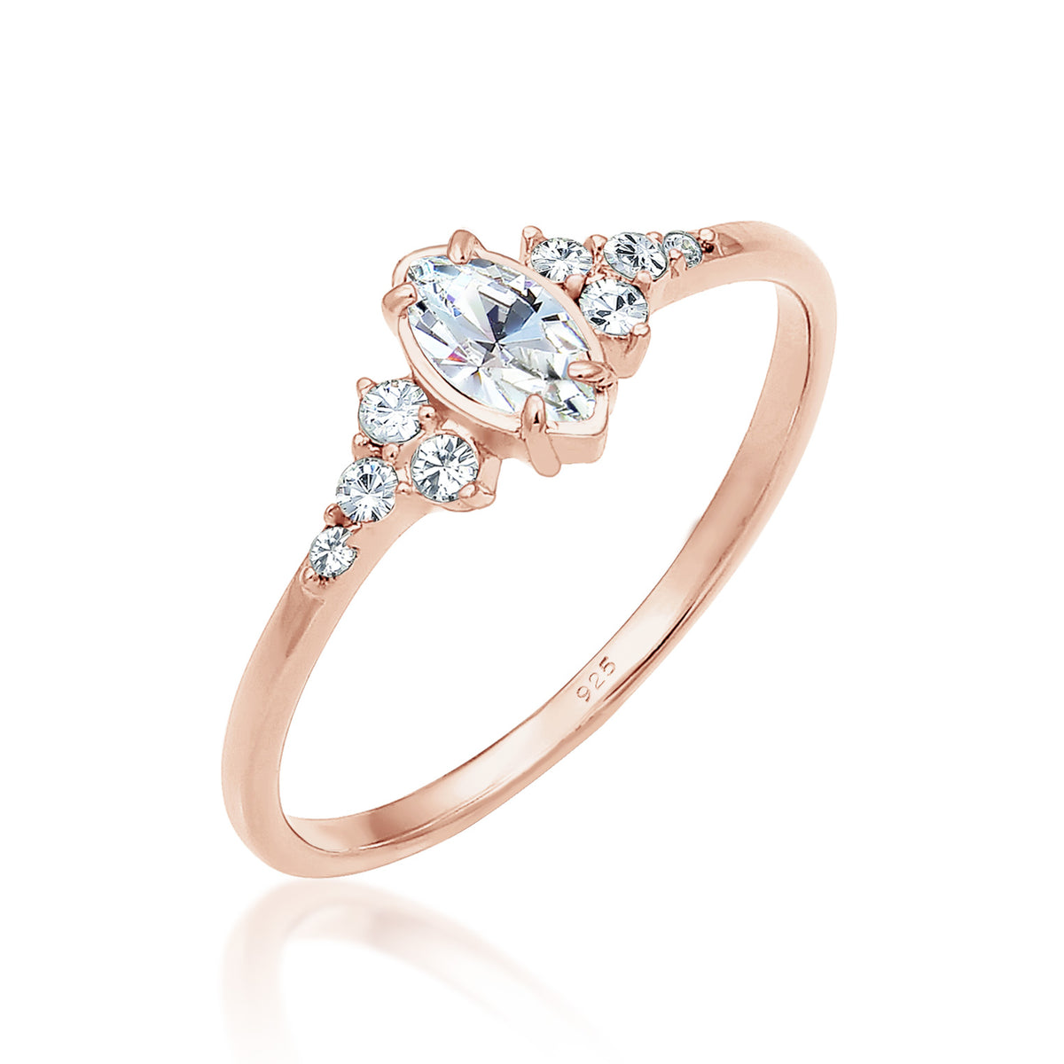 Roségold - Elli | Ring | Mit Kristallen von Swarovski® (Weiß) | 925 Sterling Silber Rosegold