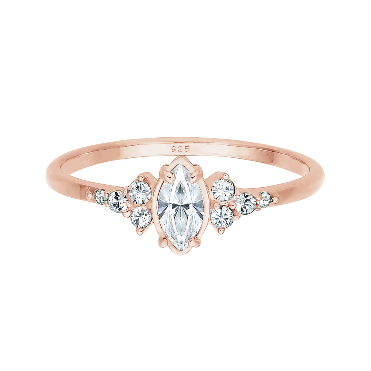 Roségold - Elli | Ring | Mit Kristallen von Swarovski® (Weiß) | 925 Sterling Silber Rosegold