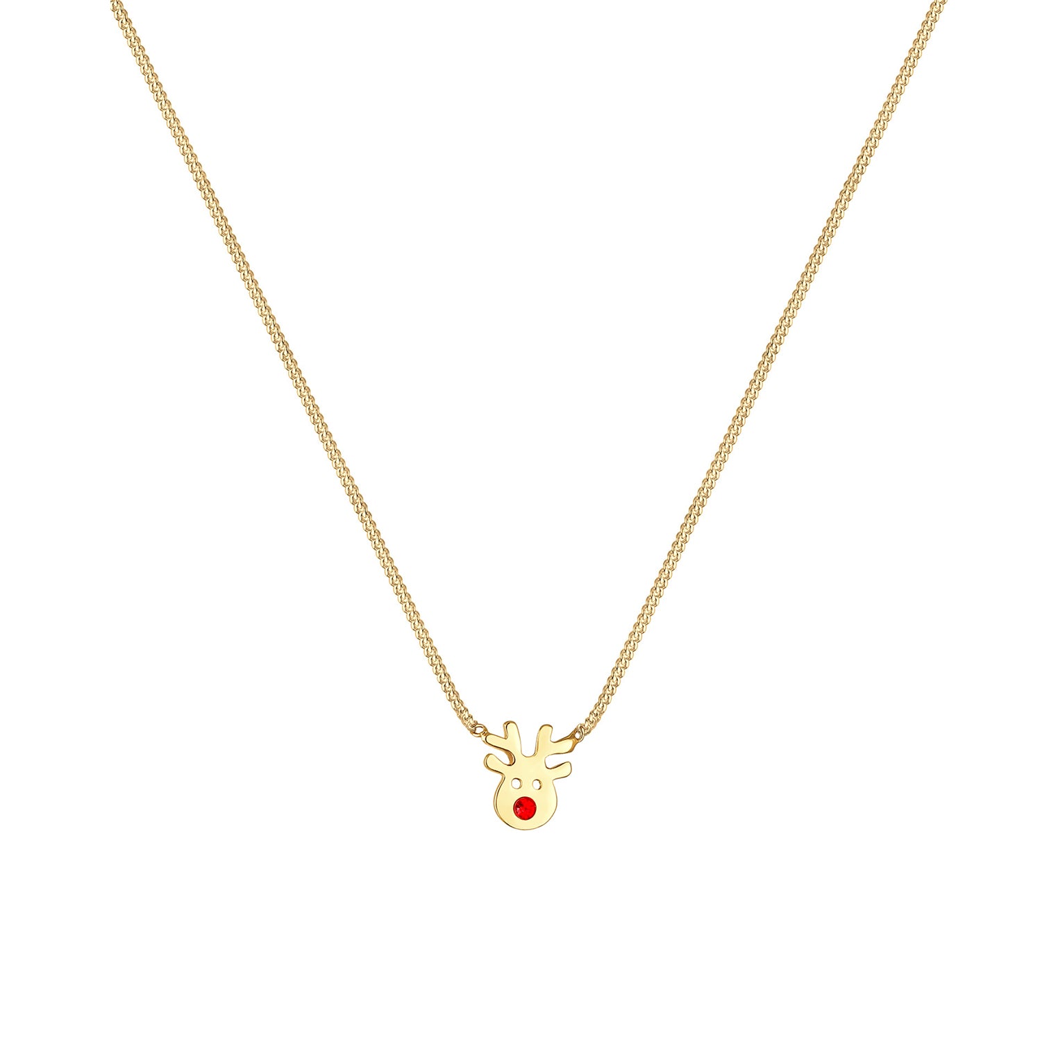 Gold - Elli | Halskette Hirsch | Kristall (Rot) | 925 Sterling Silber vergoldet