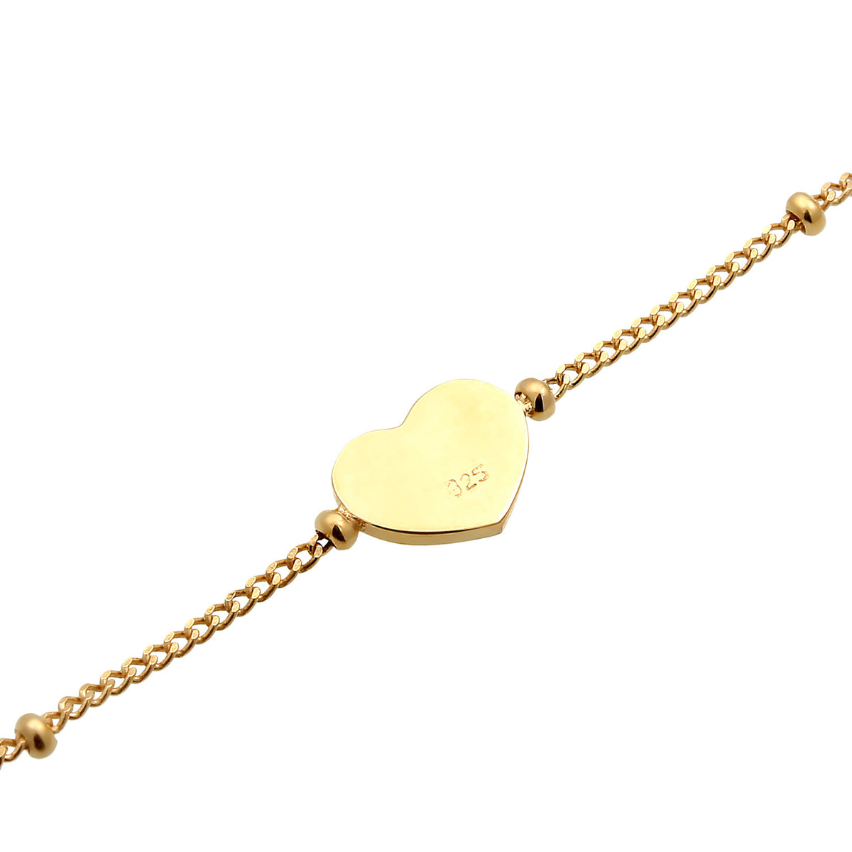 Gold - Elli | Kugel-Fußkettchen Herz | 925 Sterling Silber vergoldet