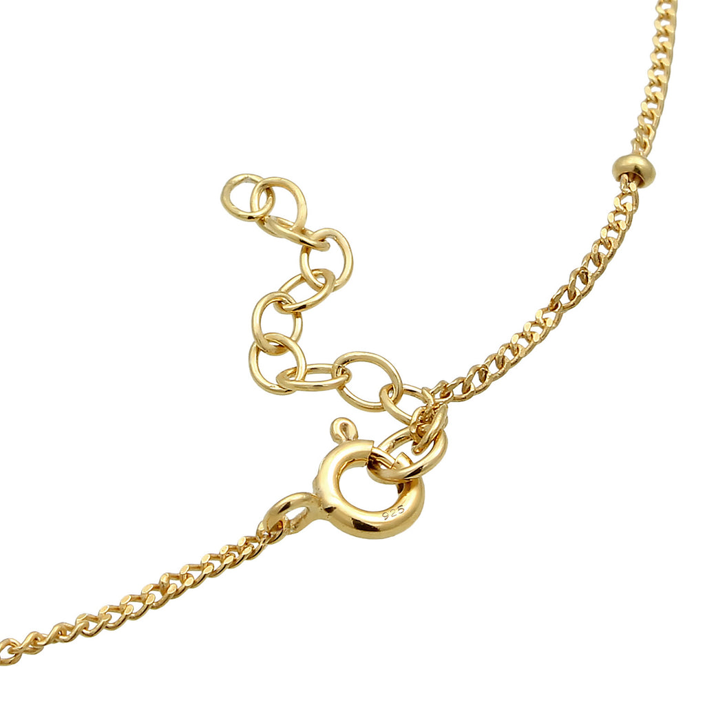 Gold - Elli | Kugel-Fußkettchen Herz | 925 Sterling Silber vergoldet