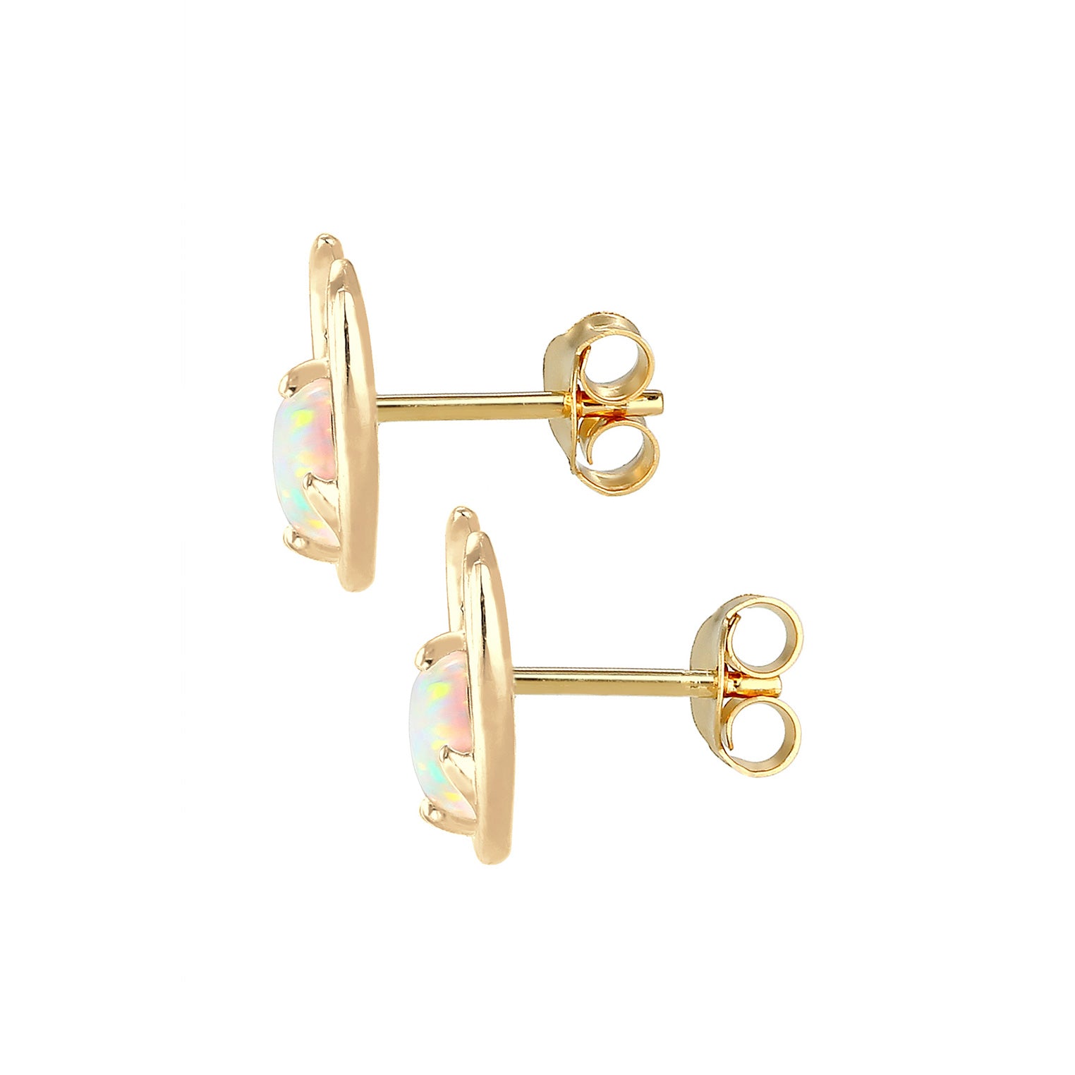 Gold - Elli | Ohrstecker Hirsch | Opal ( Weiß ) | 925 Sterling Silber vergoldet