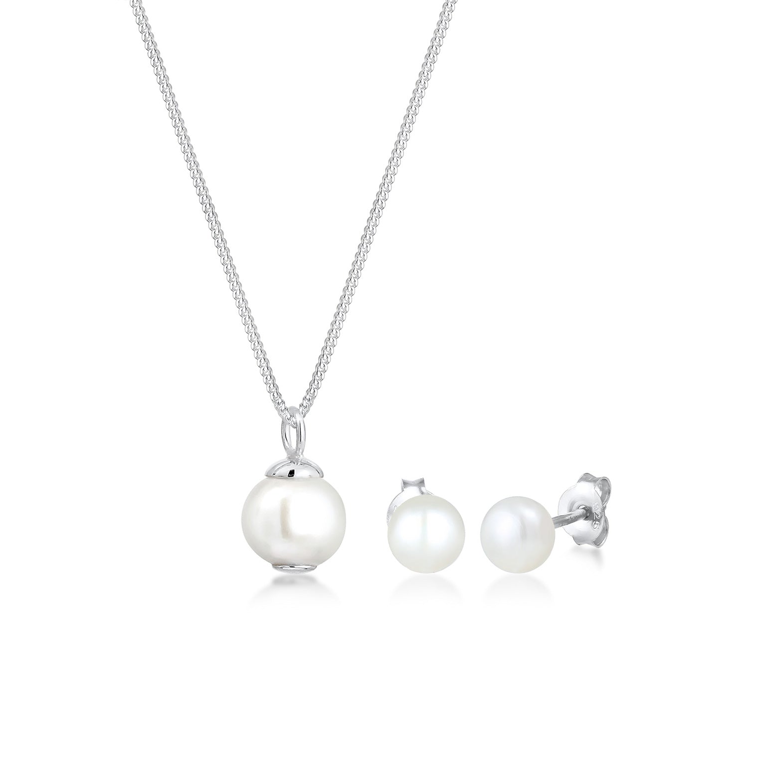 Silber - Elli | Schmuckset  | Süßwasserperle | 925er Sterling Silber