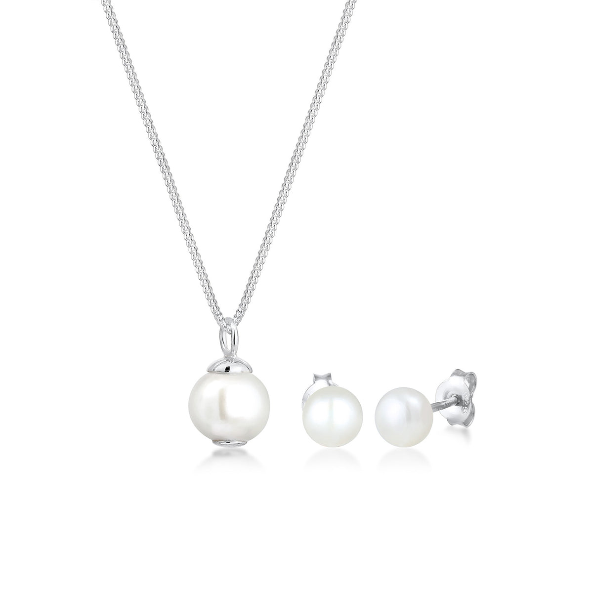 Silber - Elli | Schmuckset  | Süßwasserperle | 925er Sterling Silber