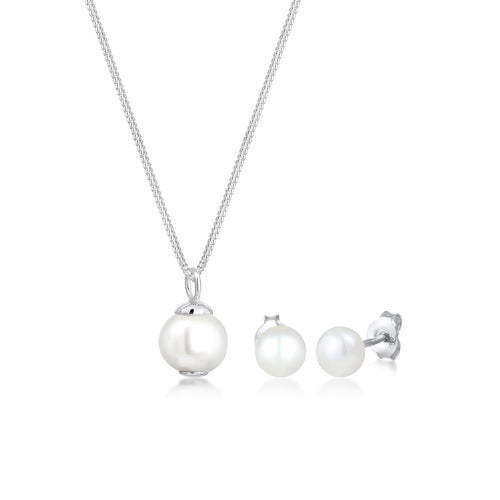 Silber - Elli | Schmuckset  | Süßwasserperle | 925er Sterling Silber