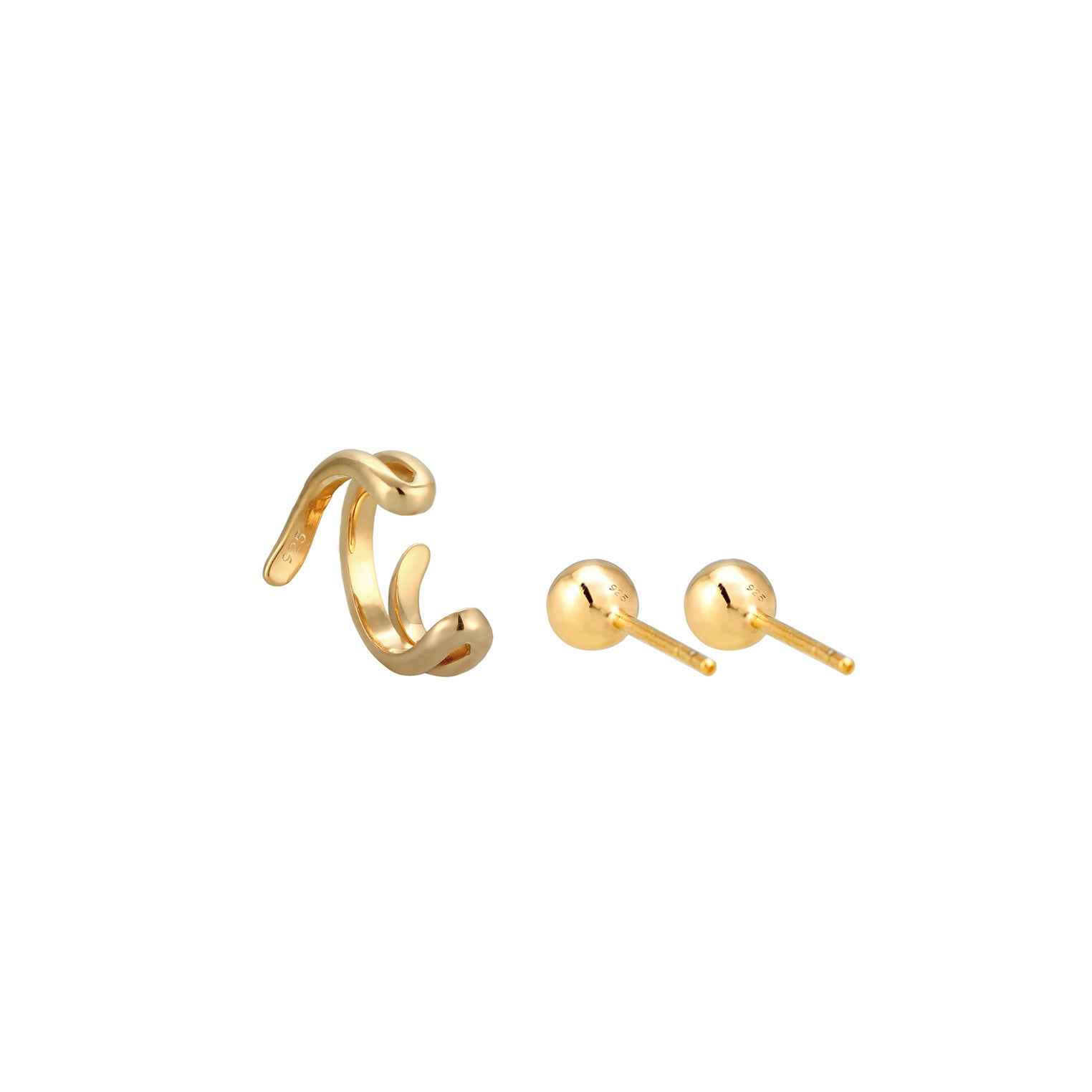 Gold - Elli | Ohrringset | 925 Sterling Silber vergoldet