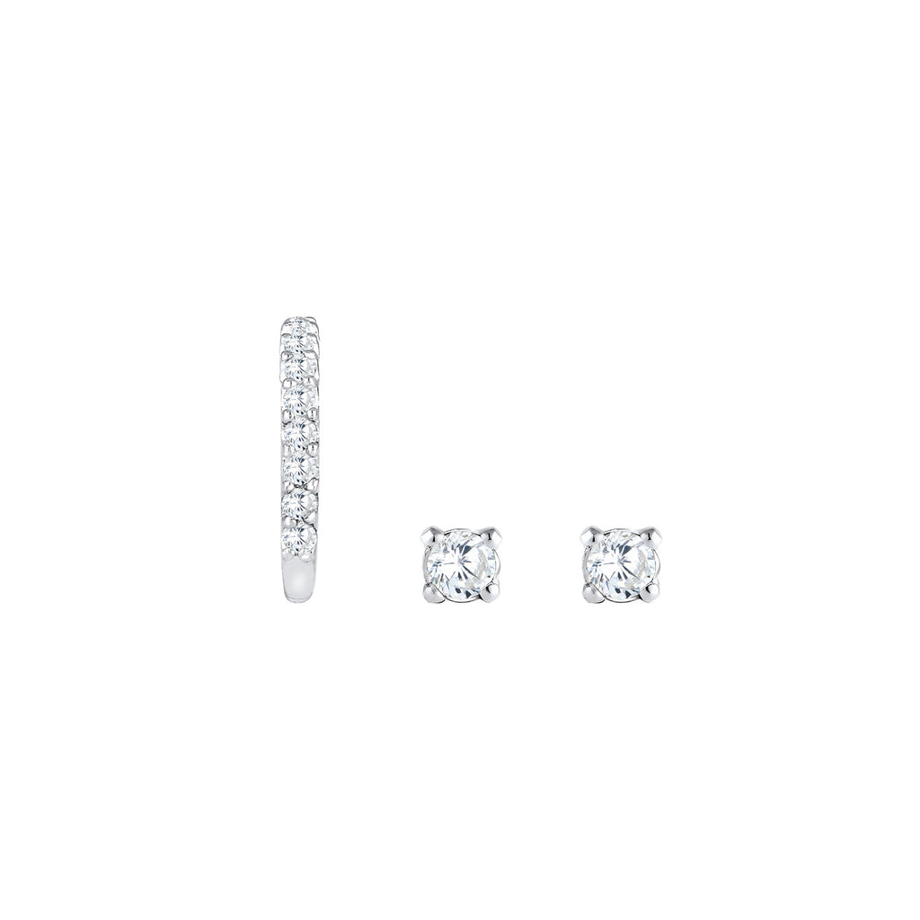 Silber - Elli | Ohrringset | Zirkonia ( Weiß ) | 925er Sterling Silber