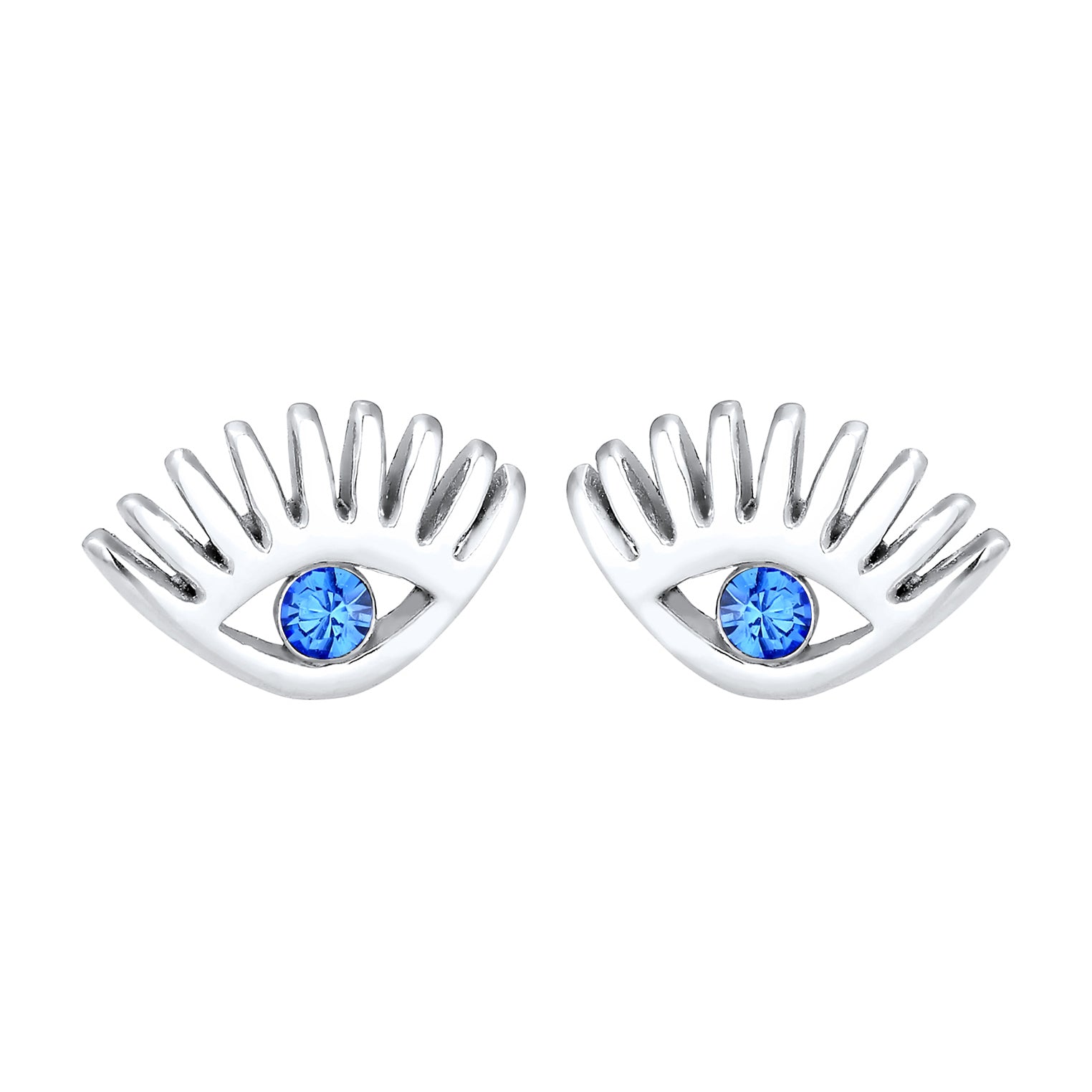 Silber - Elli | Ohrstecker Evil Eye | Kristall ( Blau ) | 925er Sterling Silber