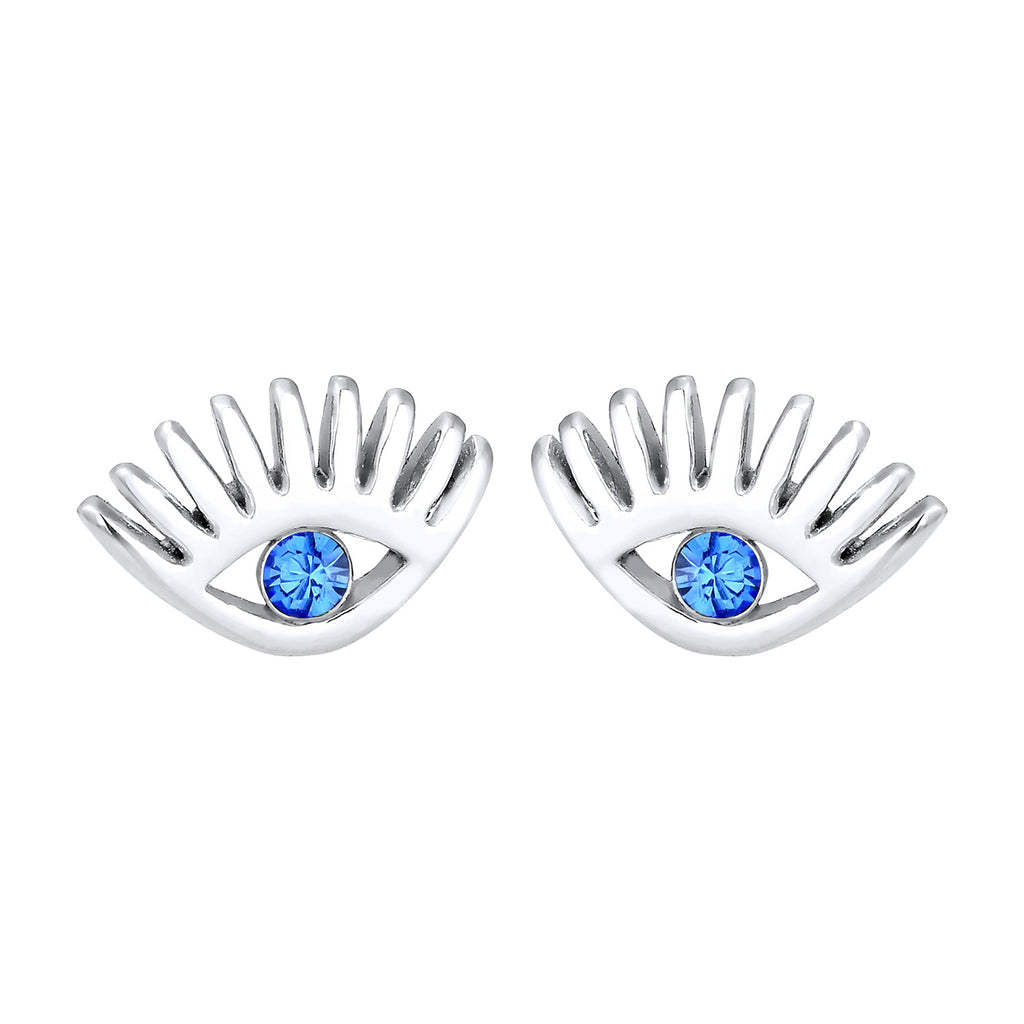 Silber - Elli | Ohrstecker Evil Eye | Kristall ( Blau ) | 925er Sterling Silber