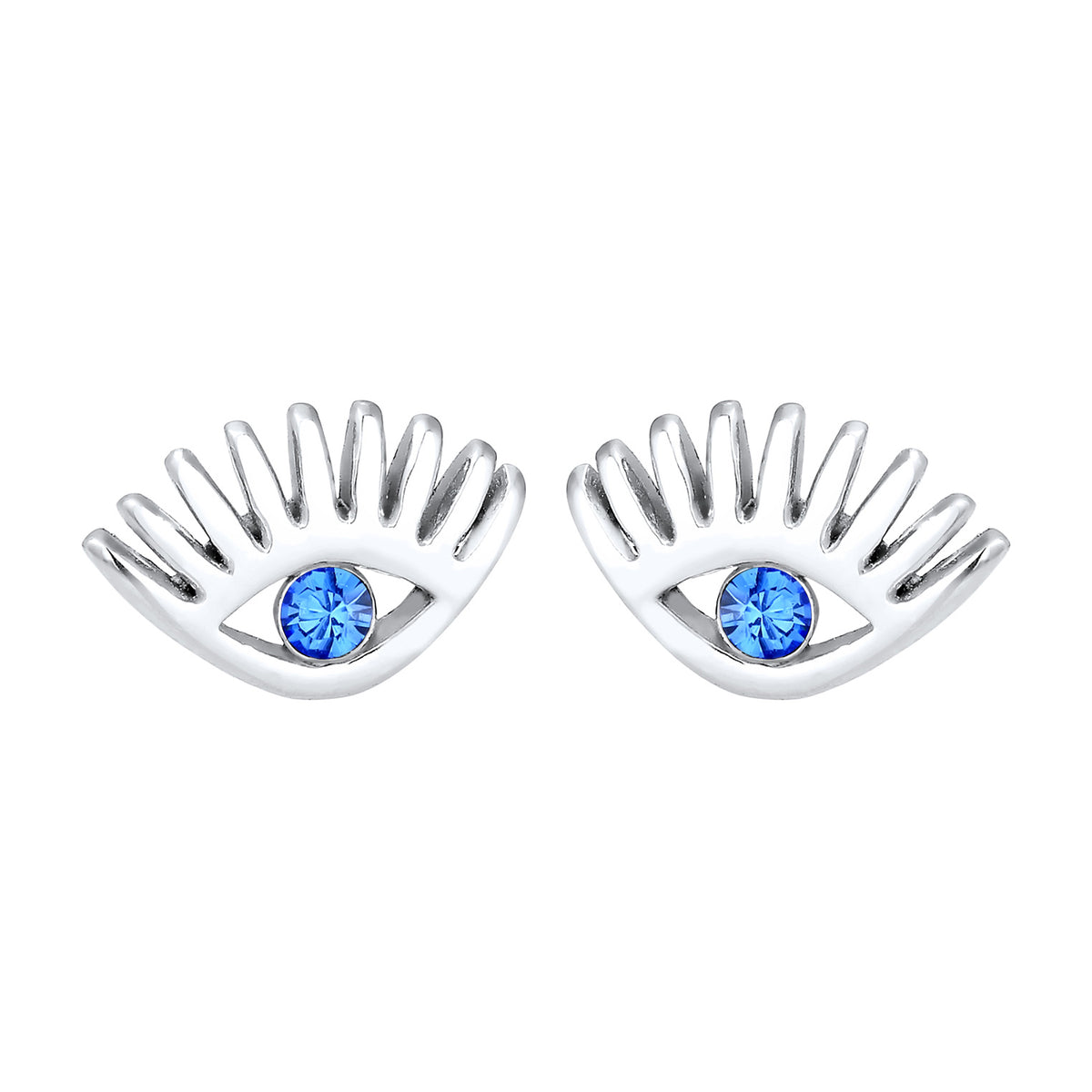 Silber - Elli | Ohrstecker Evil Eye | Kristall ( Blau ) | 925er Sterling Silber