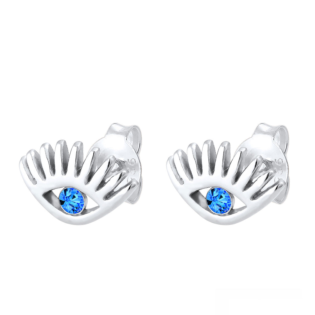 Silber - Elli | Ohrstecker Evil Eye | Kristall ( Blau ) | 925er Sterling Silber