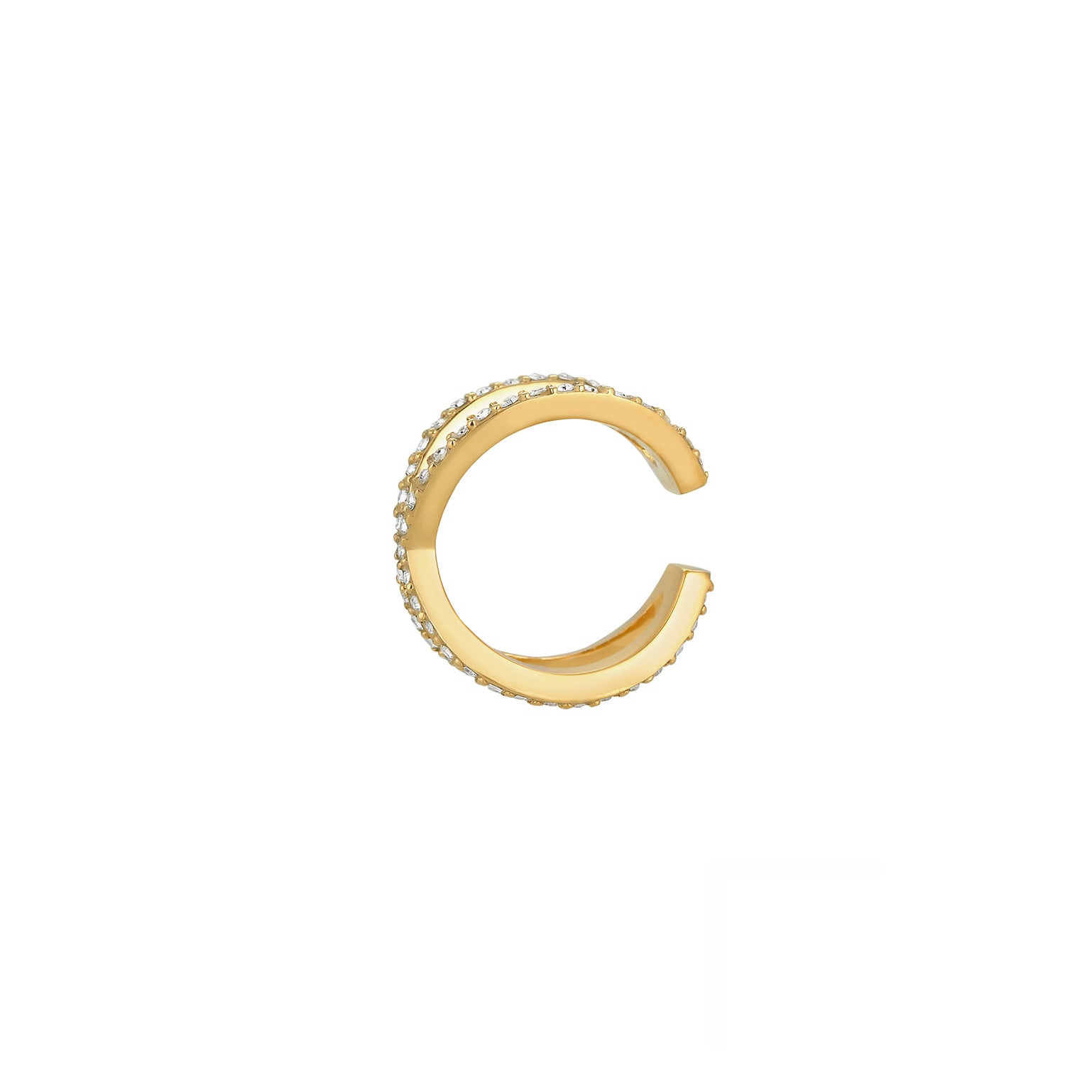 Gold - Elli | Single Earcuff | Kristall | 925 Sterling Silber vergoldet