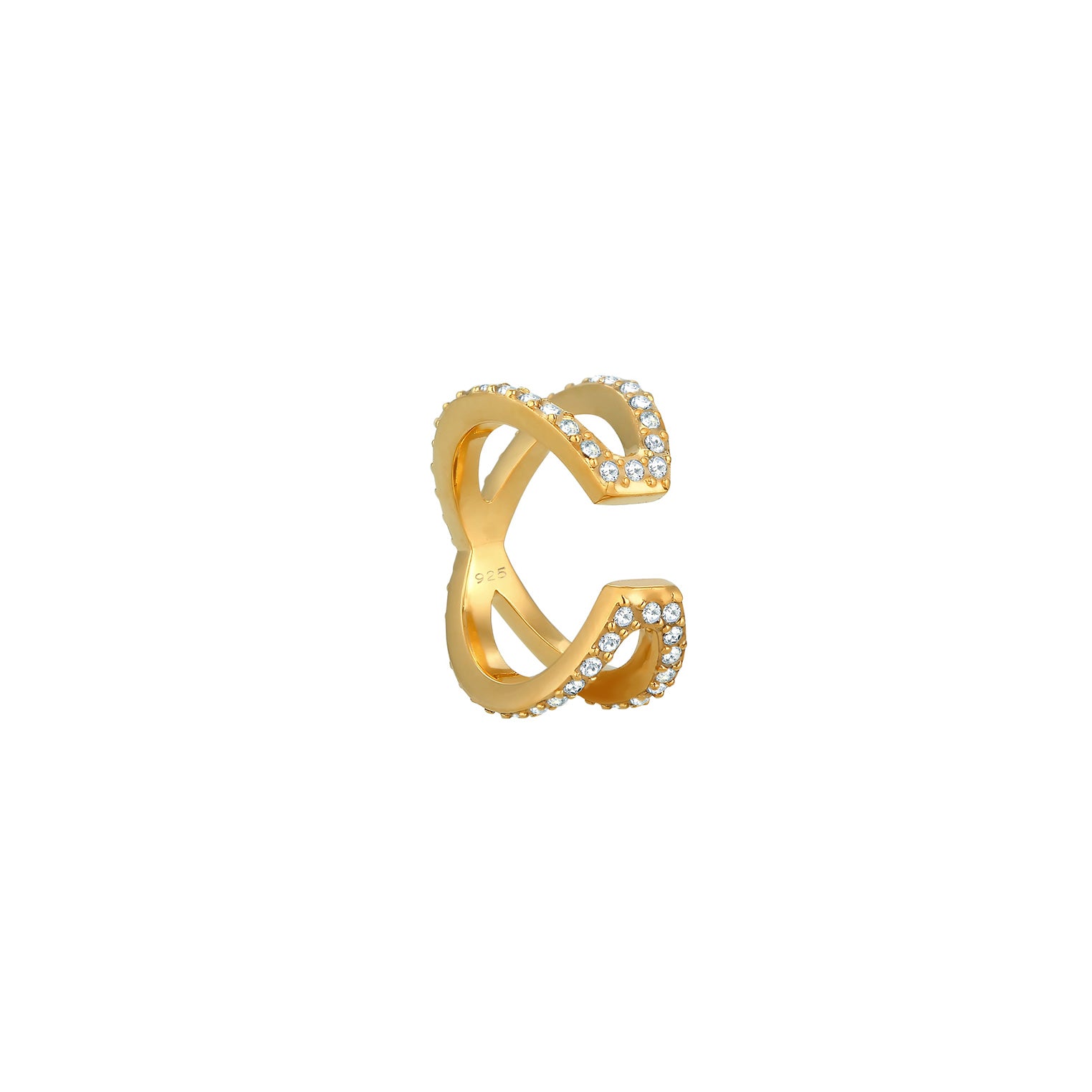 Gold - Elli | Single Earcuff | Kristall | 925 Sterling Silber vergoldet
