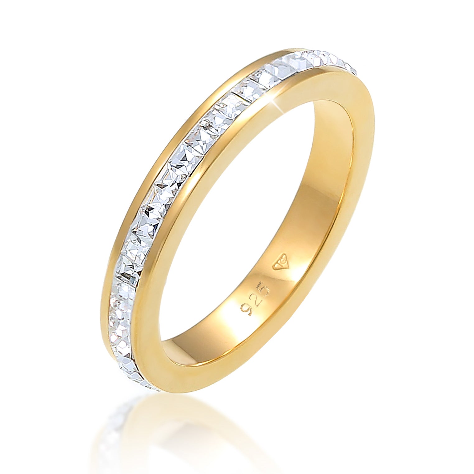 Gold - Elli PREMIUM | Bandring | Kristall ( Weiß ) | 925 Sterling Silber vergoldet