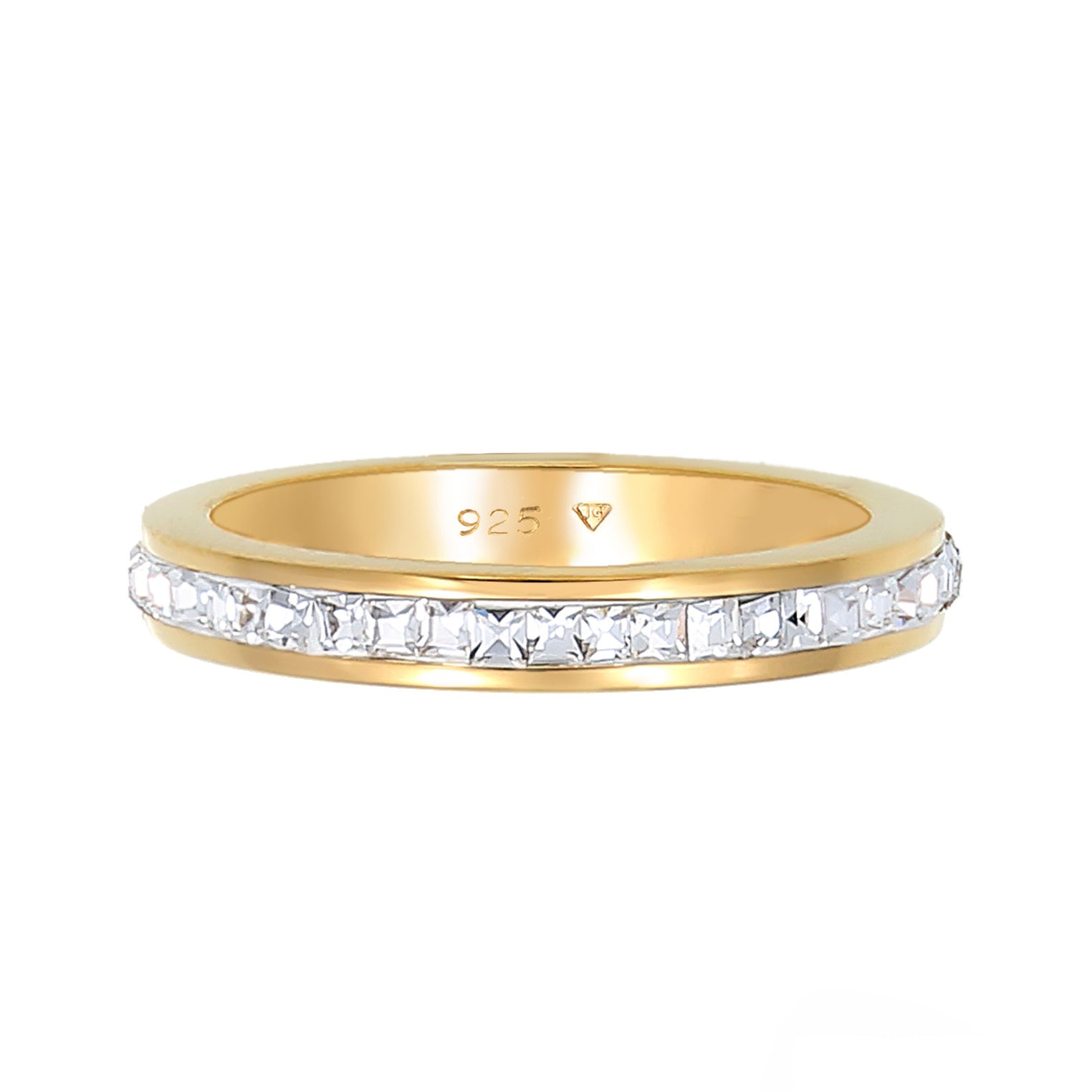 Gold - Elli PREMIUM | Bandring | Kristall ( Weiß ) | 925 Sterling Silber vergoldet
