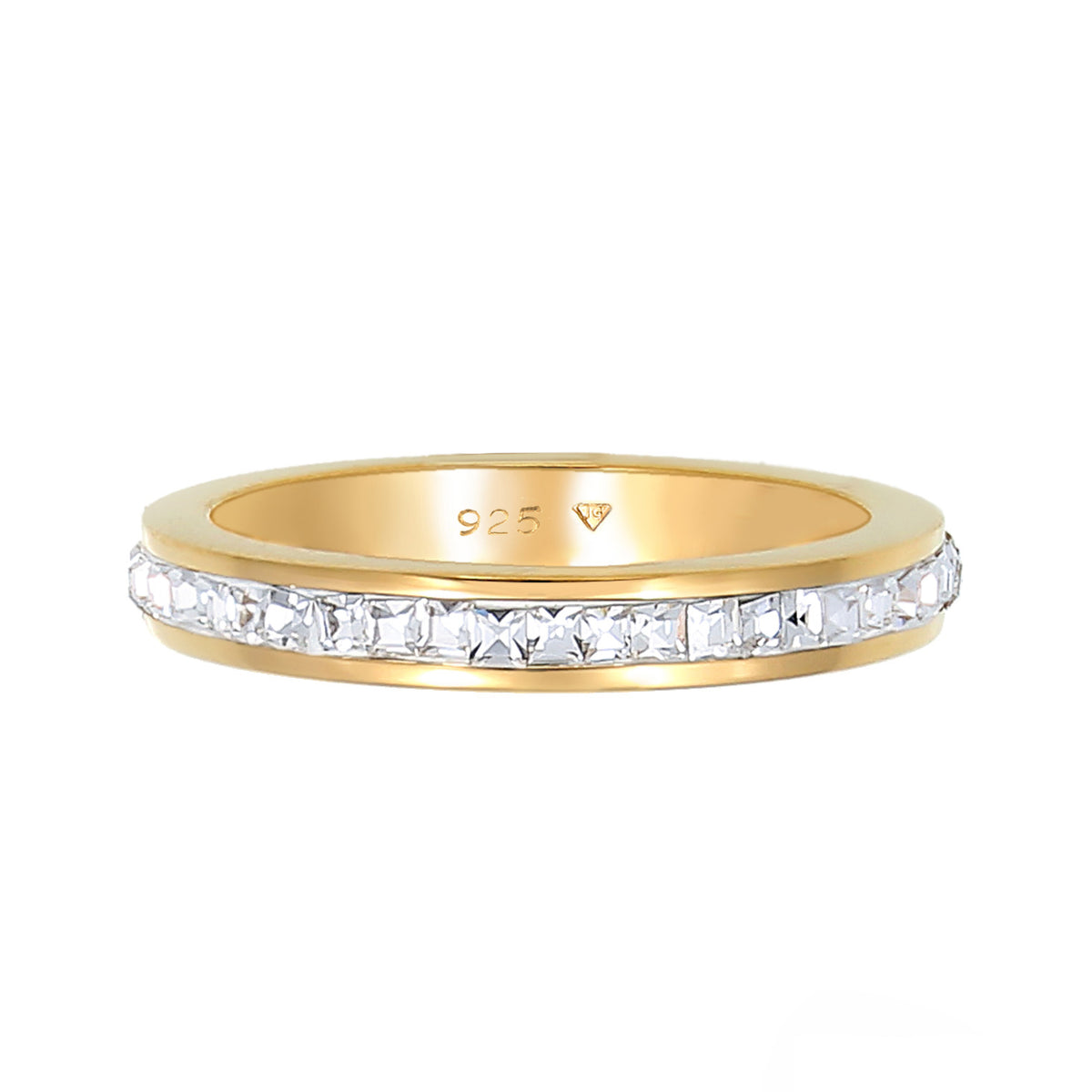 Gold - Elli PREMIUM | Bandring | Kristall (Weiß) | 925 Sterling Silber vergoldet