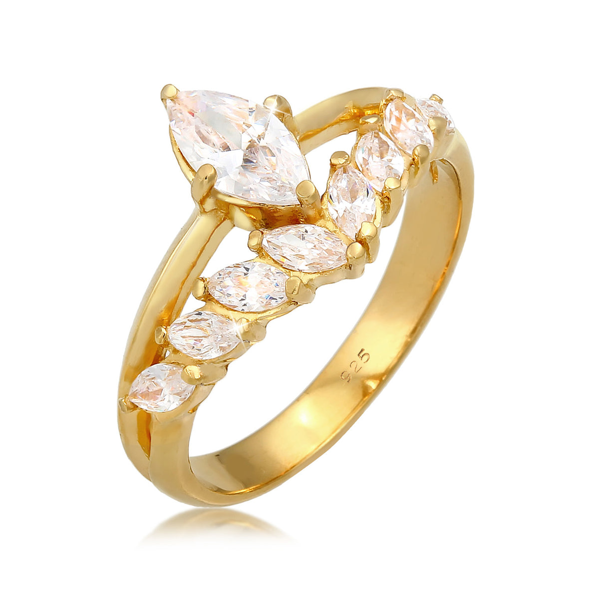 Gold - Elli PREMIUM | Ring | Zirkonia ( Weiß ) | 925 Sterling Silber vergoldet