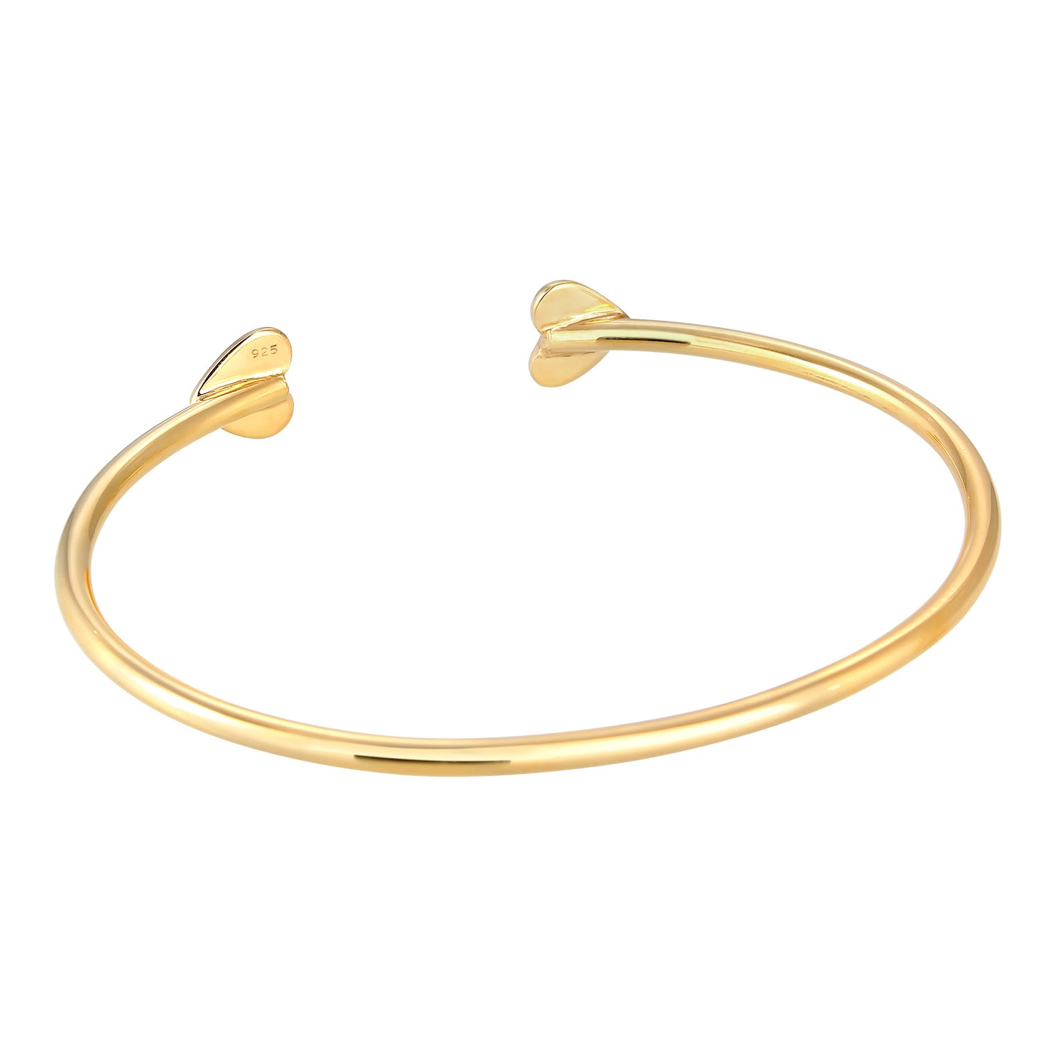 Gold - Elli PREMIUM | Armreif Herz | 925 Sterling Silber vergoldet