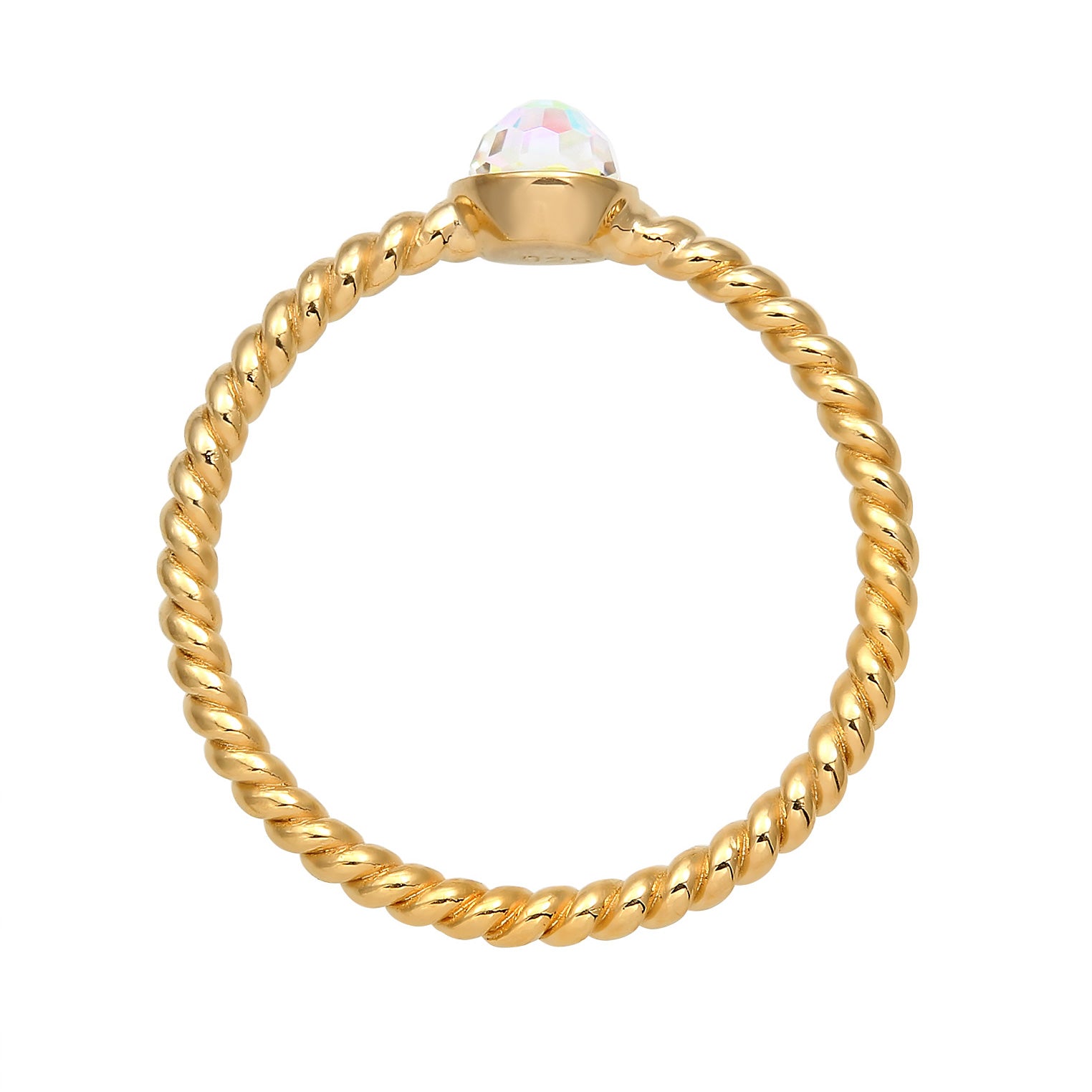 Gold - Elli | Solitär-Ring | Mit Kristallen von Swarovski® (Weiß) | 925 Sterling Silber vergoldet