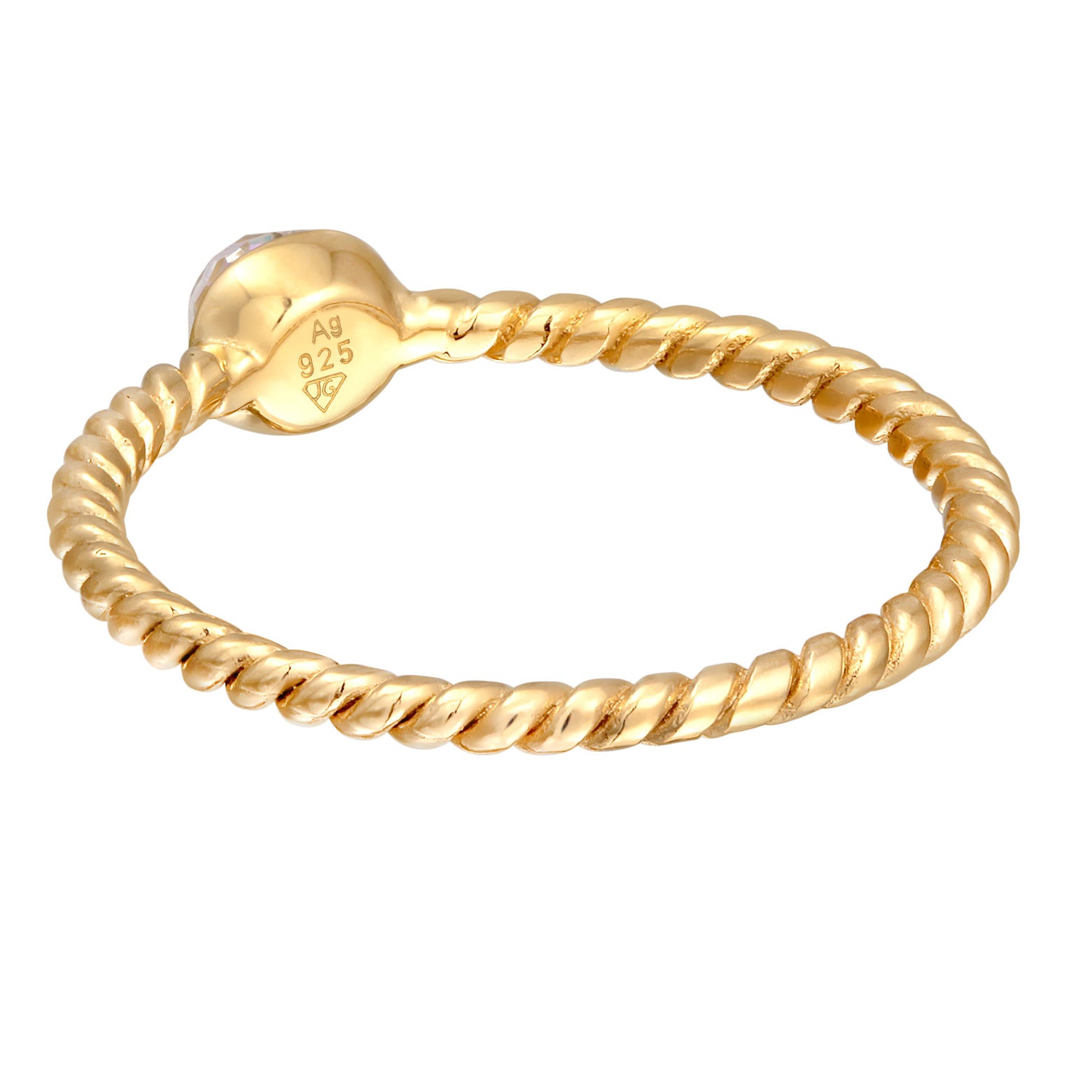 Gold - Elli | Solitär-Ring | Kristall (Weiß) | 925 Sterling Silber vergoldet