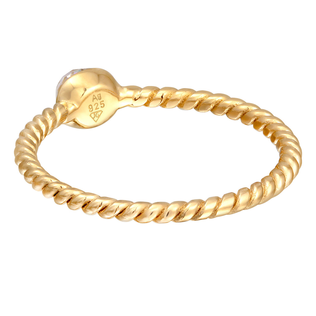 Gold - Elli | Solitär-Ring | Mit Kristallen von Swarovski® (Weiß) | 925 Sterling Silber vergoldet