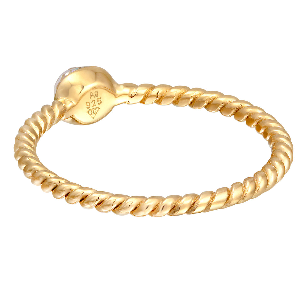 Gold - Elli | Solitär-Ring | Mit Kristallen von Swarovski® (Weiß) | 925 Sterling Silber vergoldet