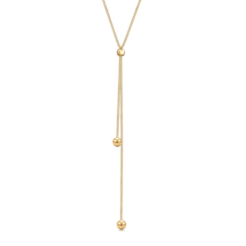 Gold - Elli | Y-Halskette Kugel | 925 Sterling Silber vergoldet