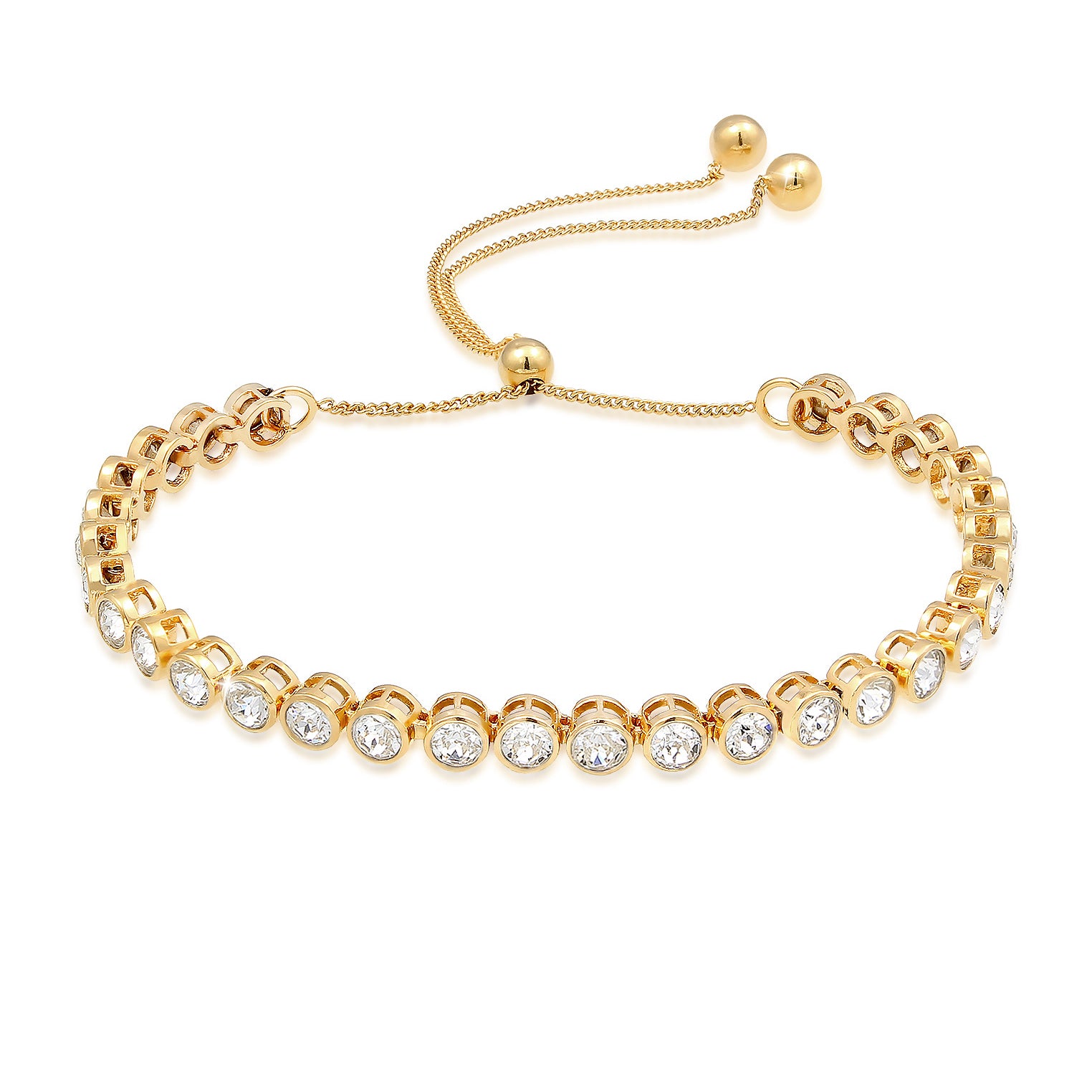 Gold - Elli PREMIUM | Tennisarmband | Mit Kristallen von Swarovski® (Weiß) | 925 Sterling Silber vergoldet