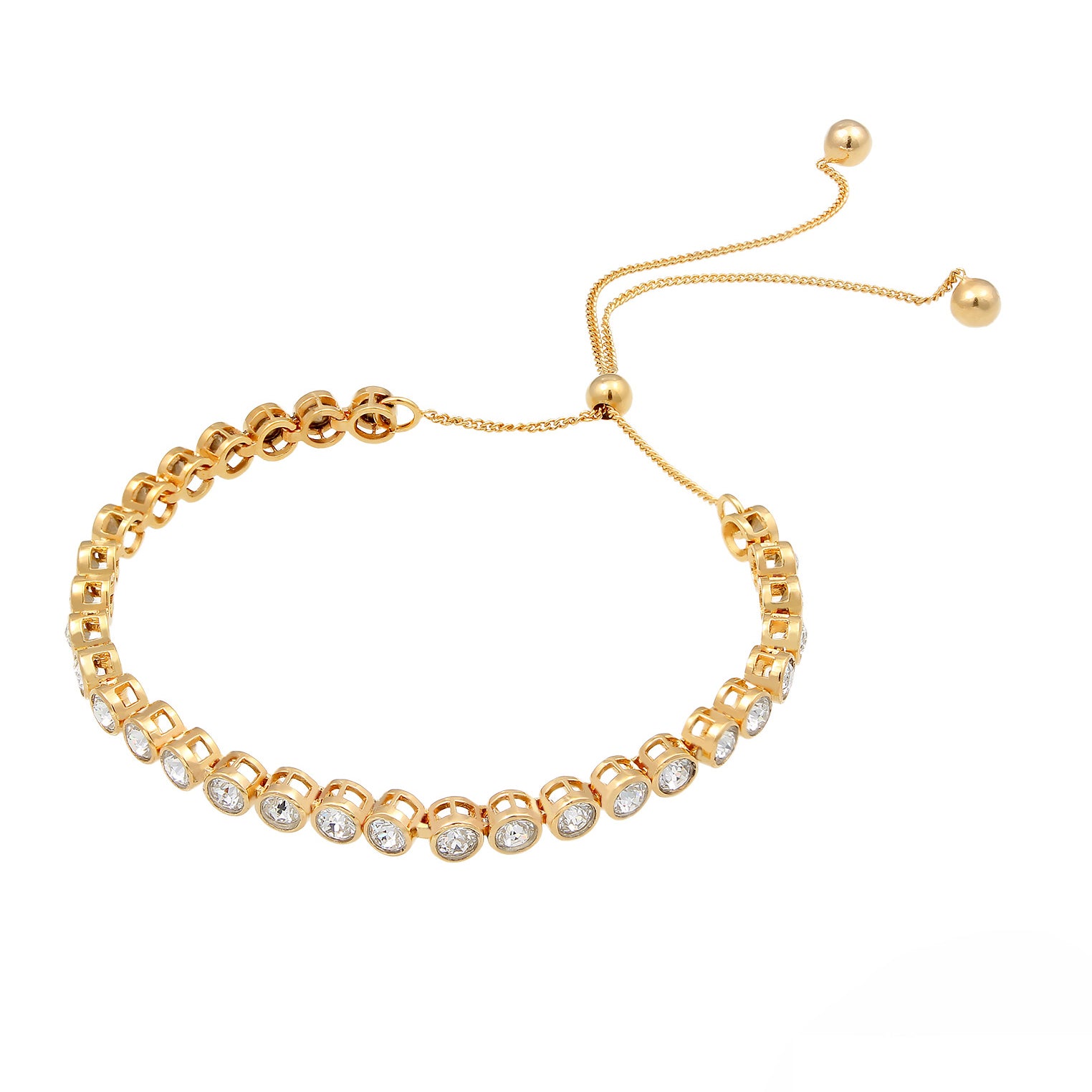 Gold - Elli PREMIUM | Tennisarmband | Kristalle (Weiß) | 925 Sterling Silber vergoldet