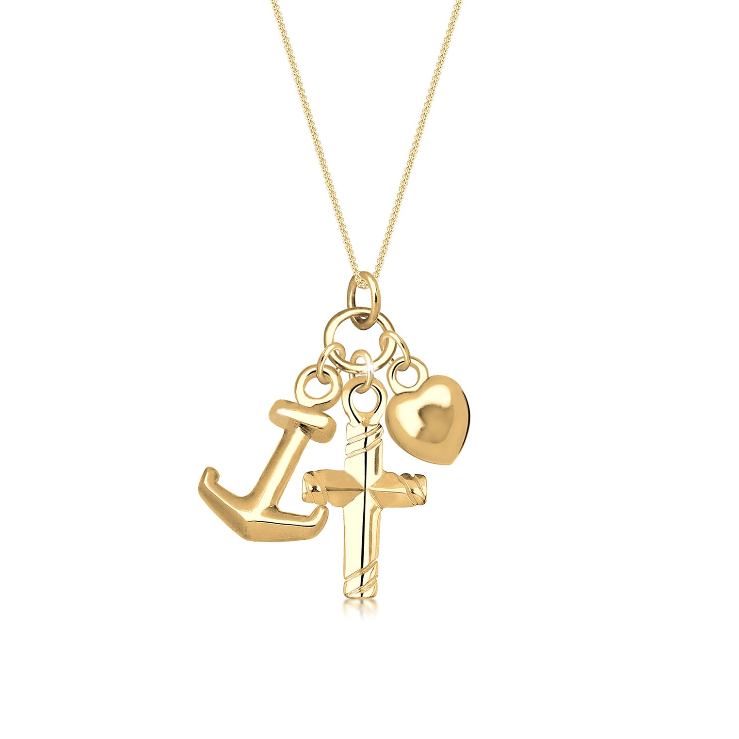 Gold - Elli | Halskette Anker Kreuz | 925 Sterling Silber vergoldet