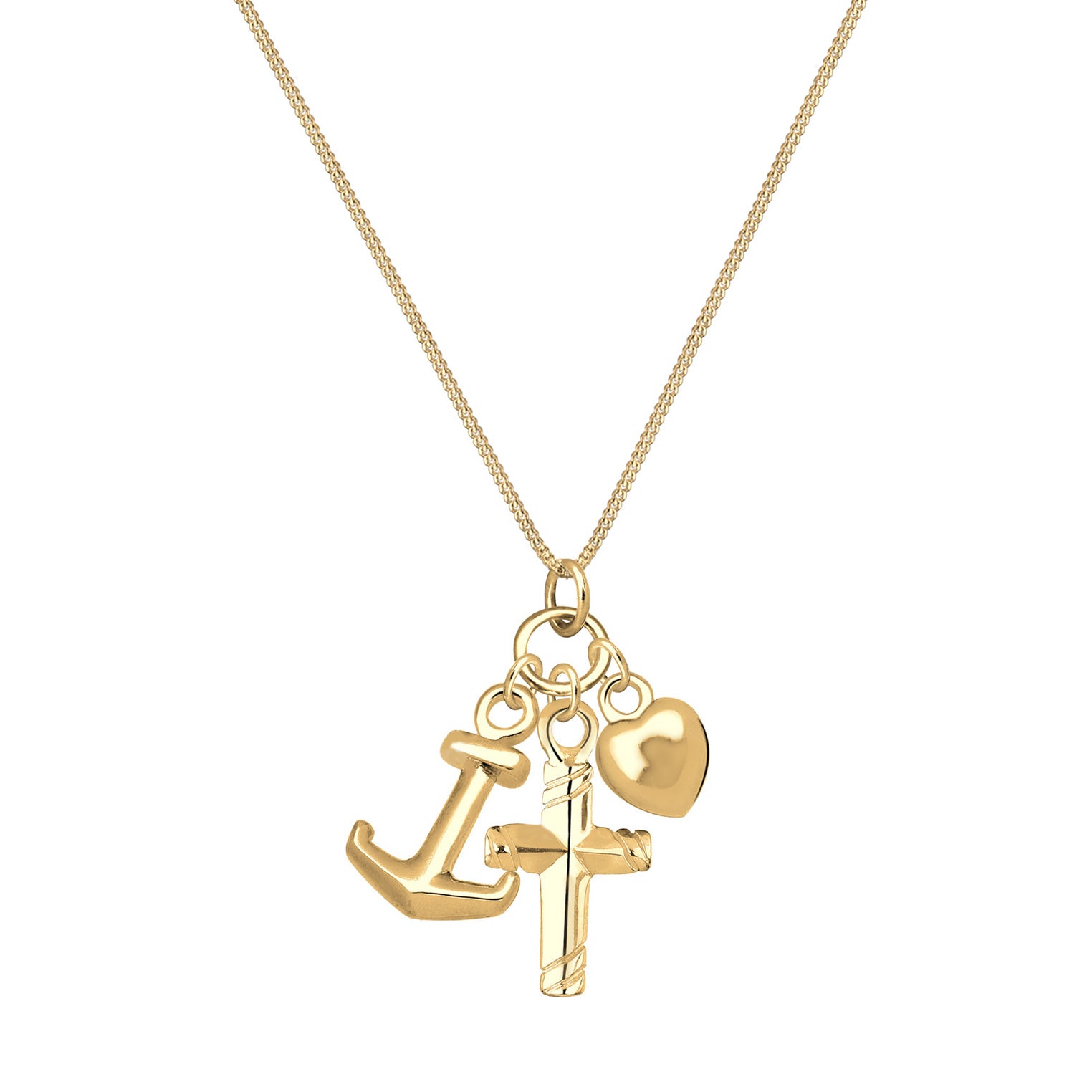 Gold - Elli | Halskette Anker Kreuz | 925 Sterling Silber vergoldet