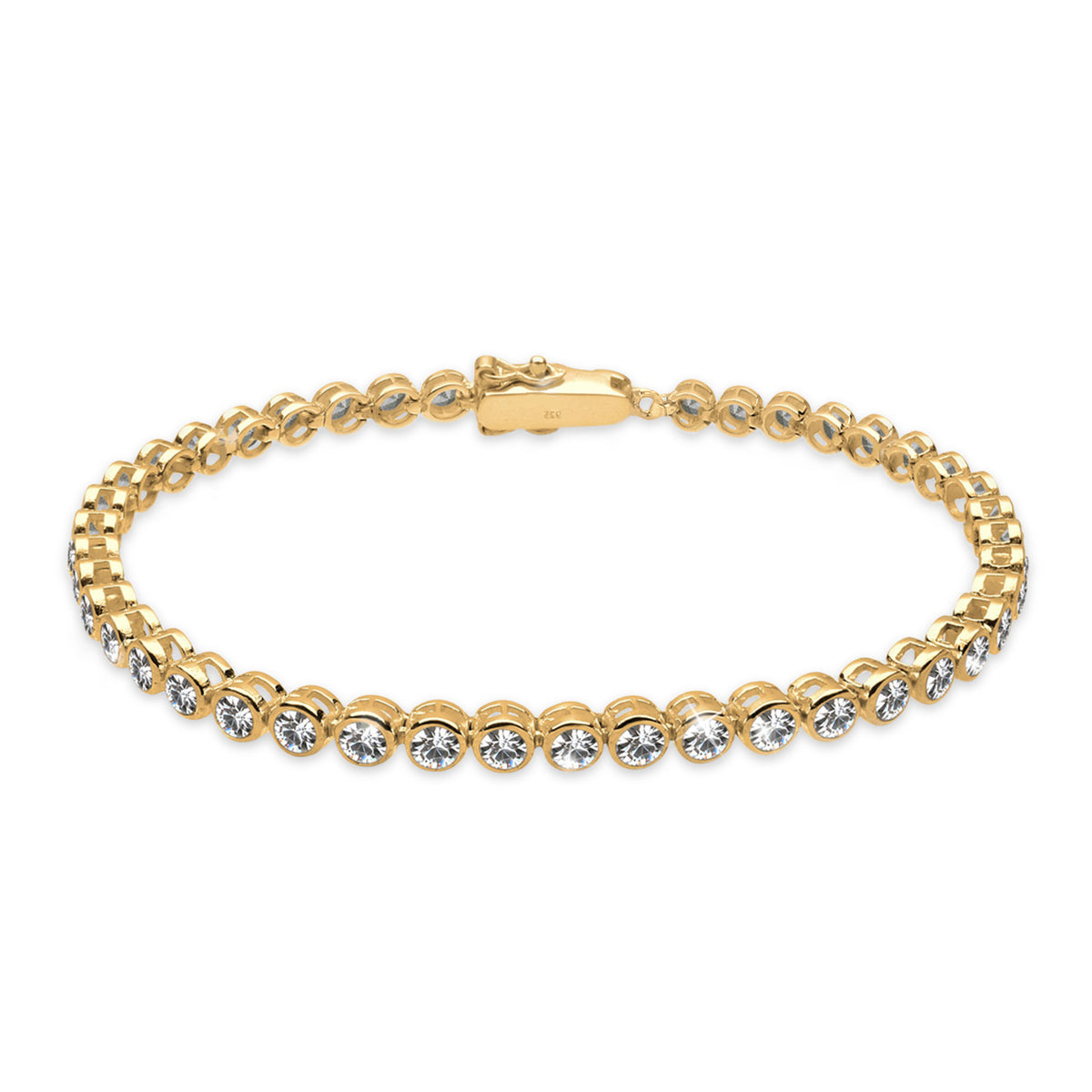 Gold - Elli | Tennisarmband | Mit Kristallen von Swarovski® (Weiß) | 925 Sterling Silber vergoldet