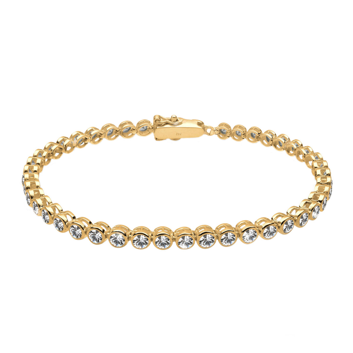 Gold - Elli | Tennisarmband | Mit Kristallen von Swarovski® (Weiß) | 925 Sterling Silber vergoldet