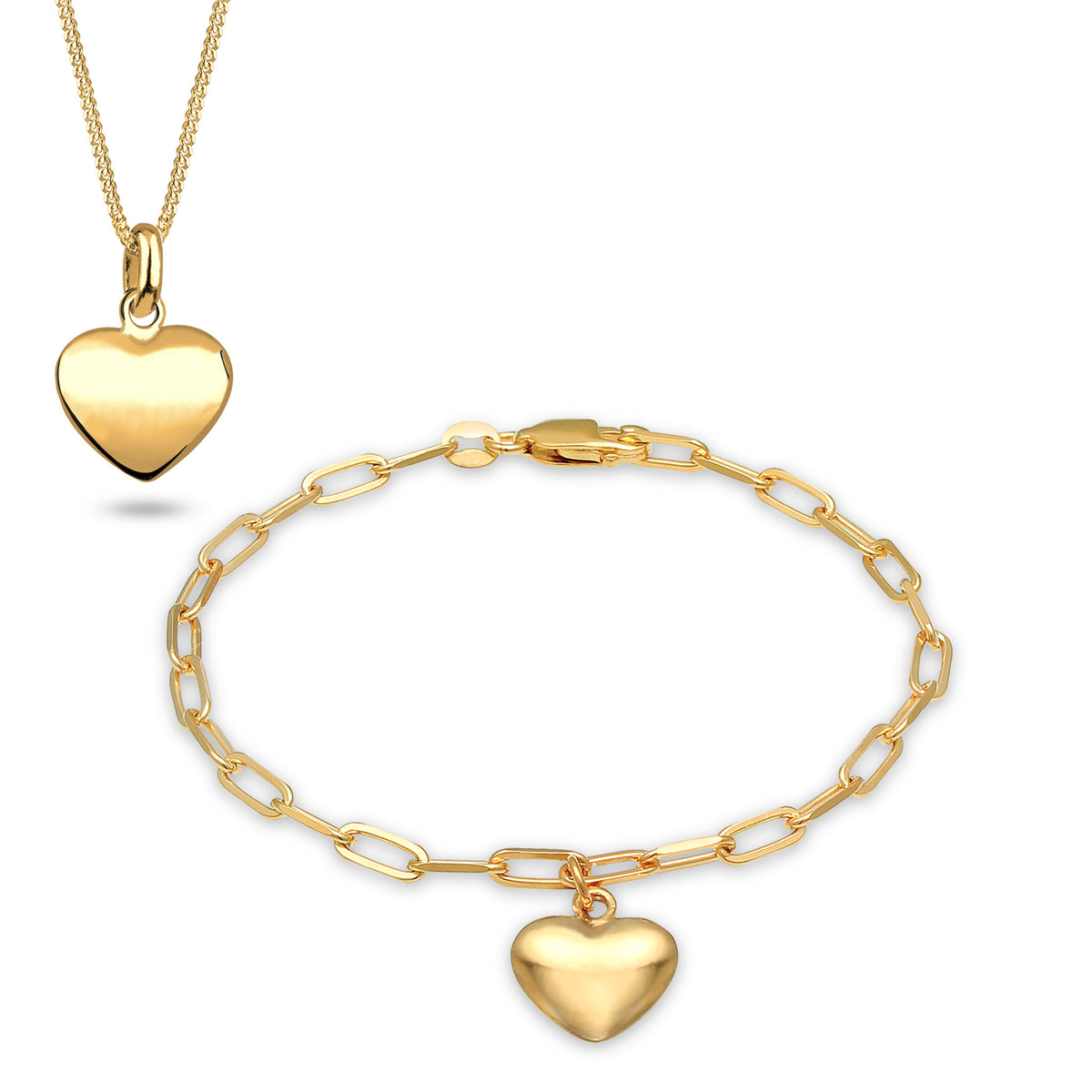 Bold Heart Necklace &amp; Bracelet Jewelry Set