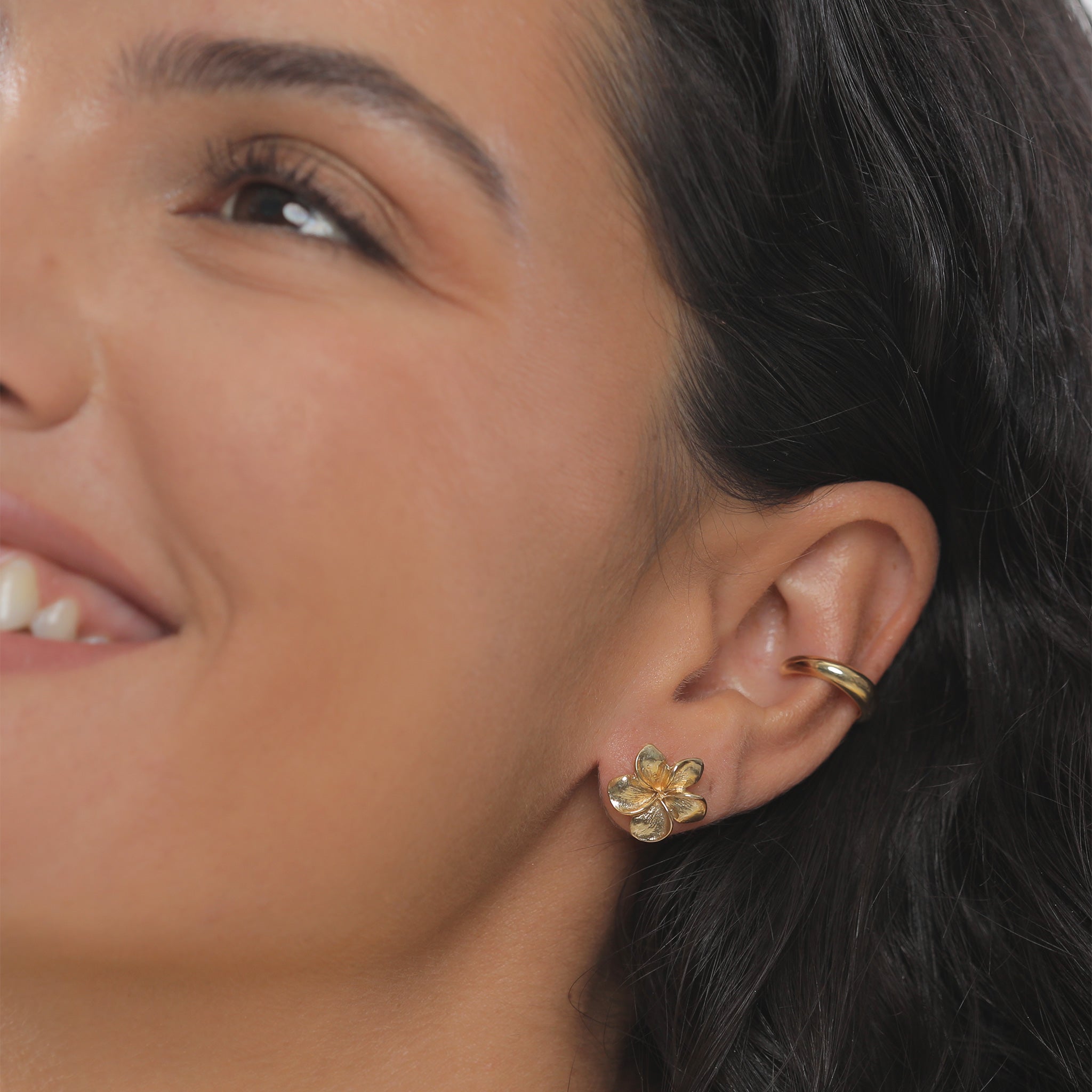 Gold - Elli | Ohrstecker Frangipani Blüte | 925 Sterling Silber vergoldet