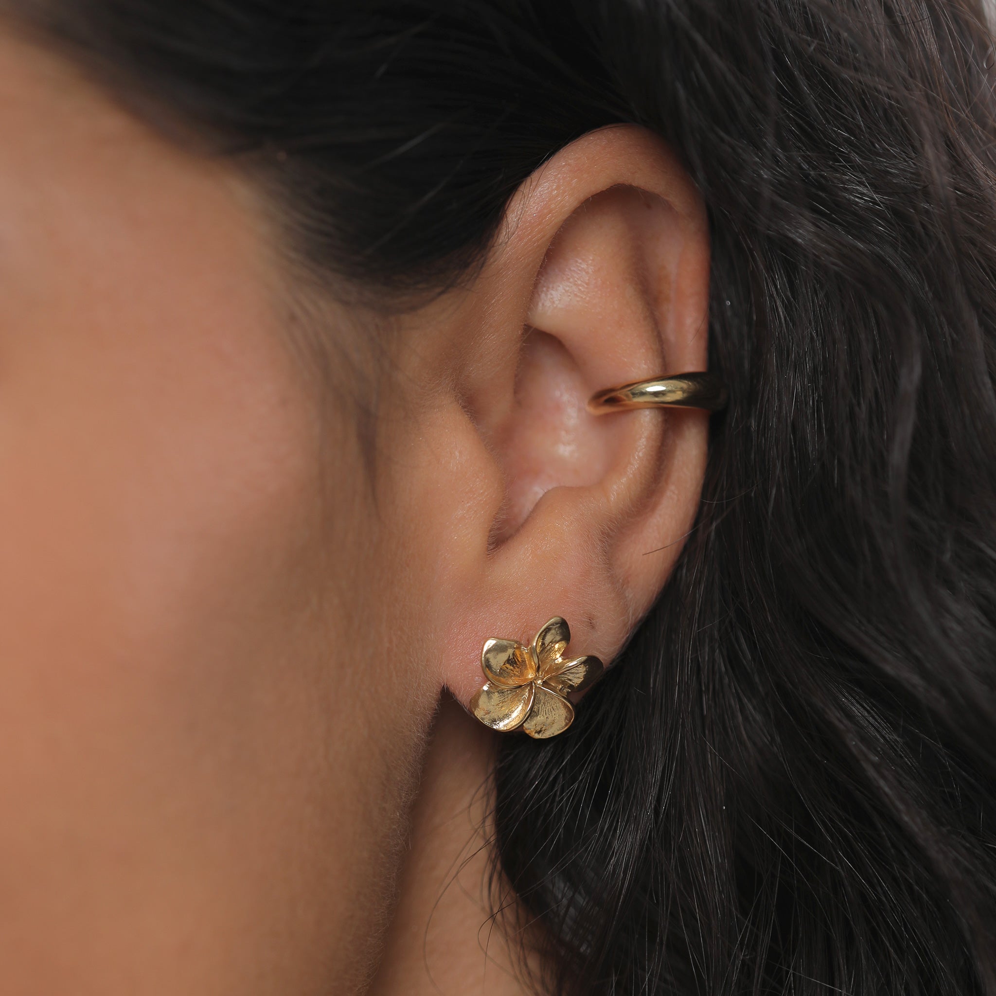Gold - Elli | Ohrstecker Frangipani Blüte | 925 Sterling Silber vergoldet