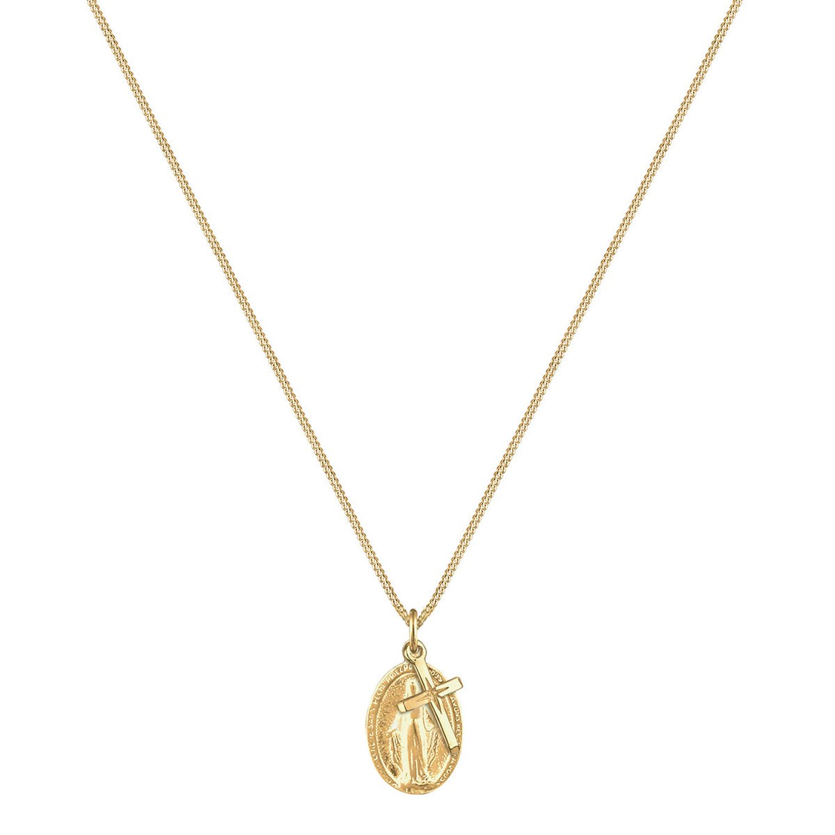 Gold - Elli | Halskette Marienbild Kreuz | 925 Sterling Silber vergoldet