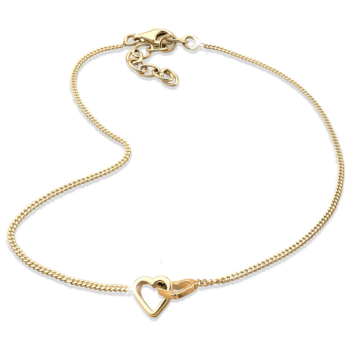 Gold - Elli | Fußkettchen Herz | 925 Sterling Silber vergoldet