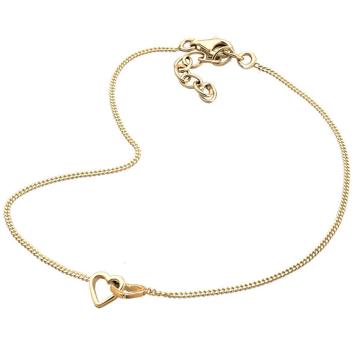 Gold - Elli | Fußkettchen Herz | 925 Sterling Silber vergoldet
